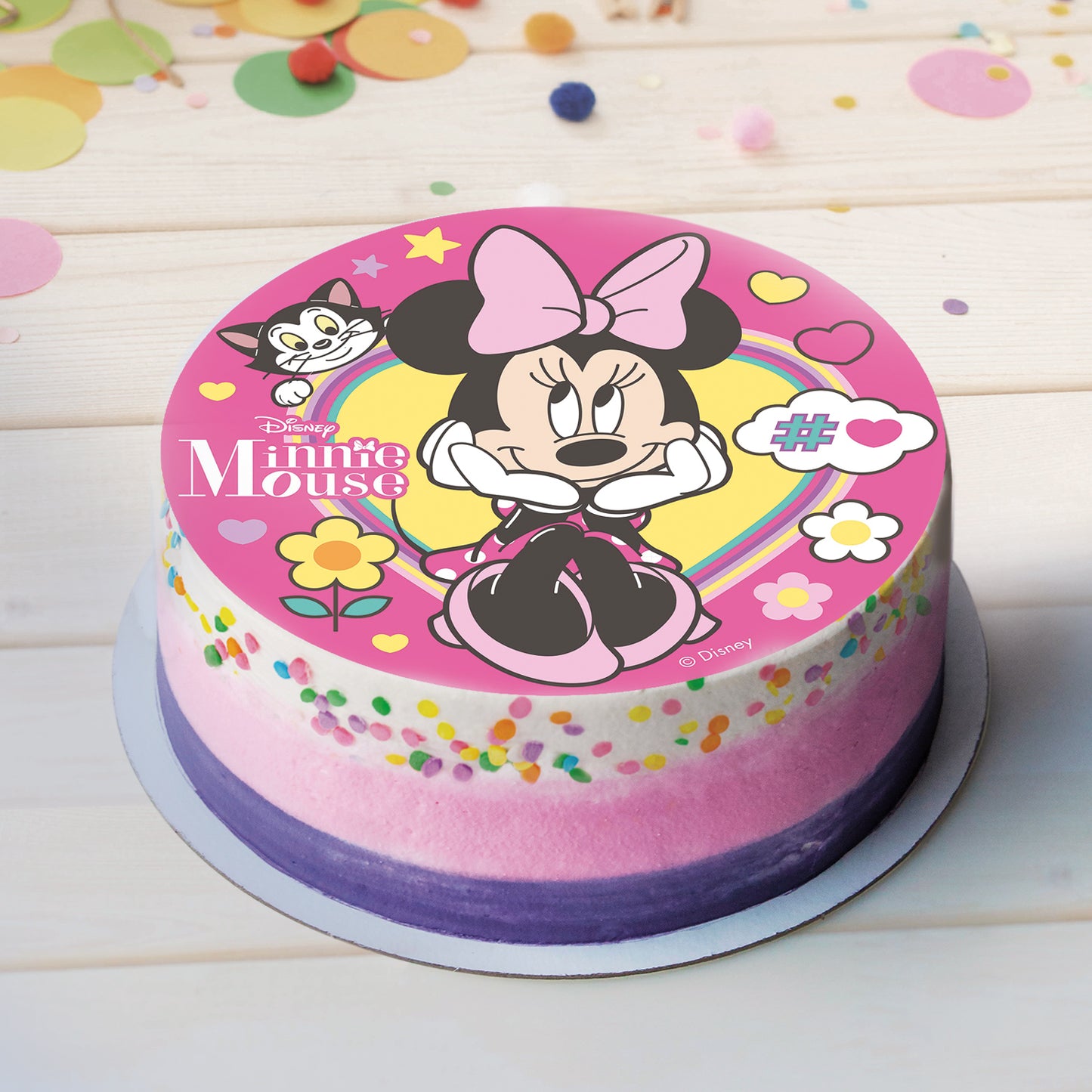 OBLEA PARA TARTAS DE MINNIE MOUSE REDONDA DE 20CM