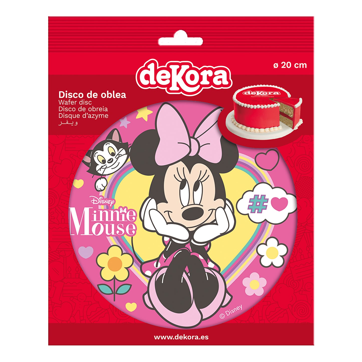 OBLEA PARA TARTAS DE MINNIE MOUSE REDONDA DE 20CM
