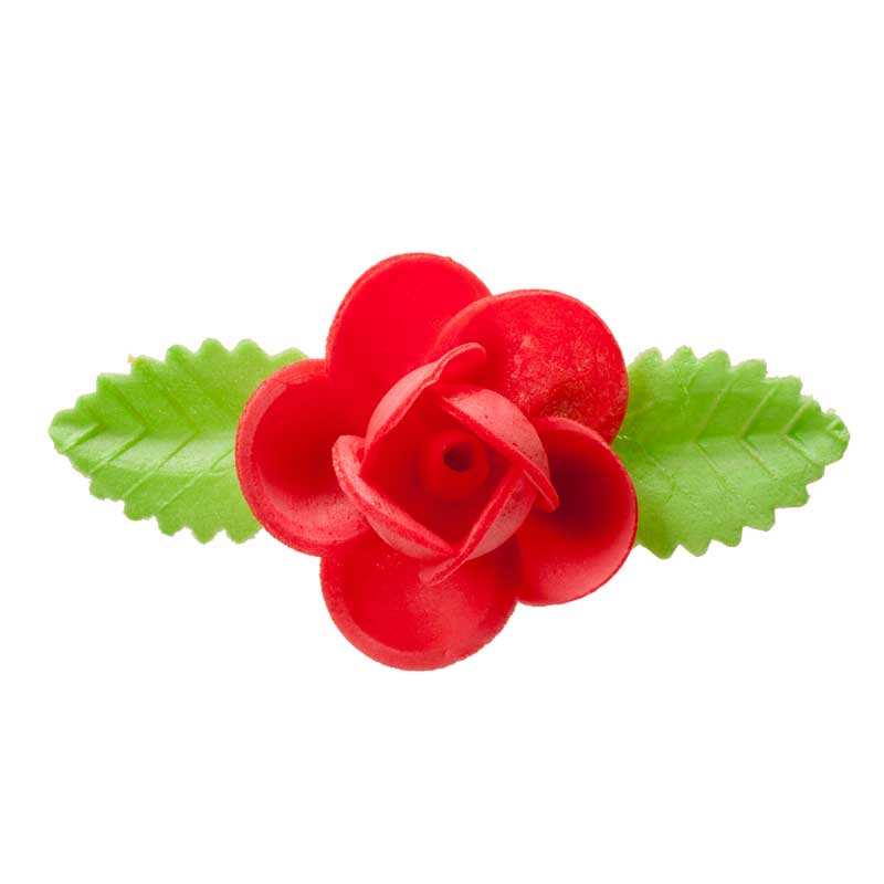 ROSAS DE OBLEA CON HOJAS 8,5 CM 50 UD