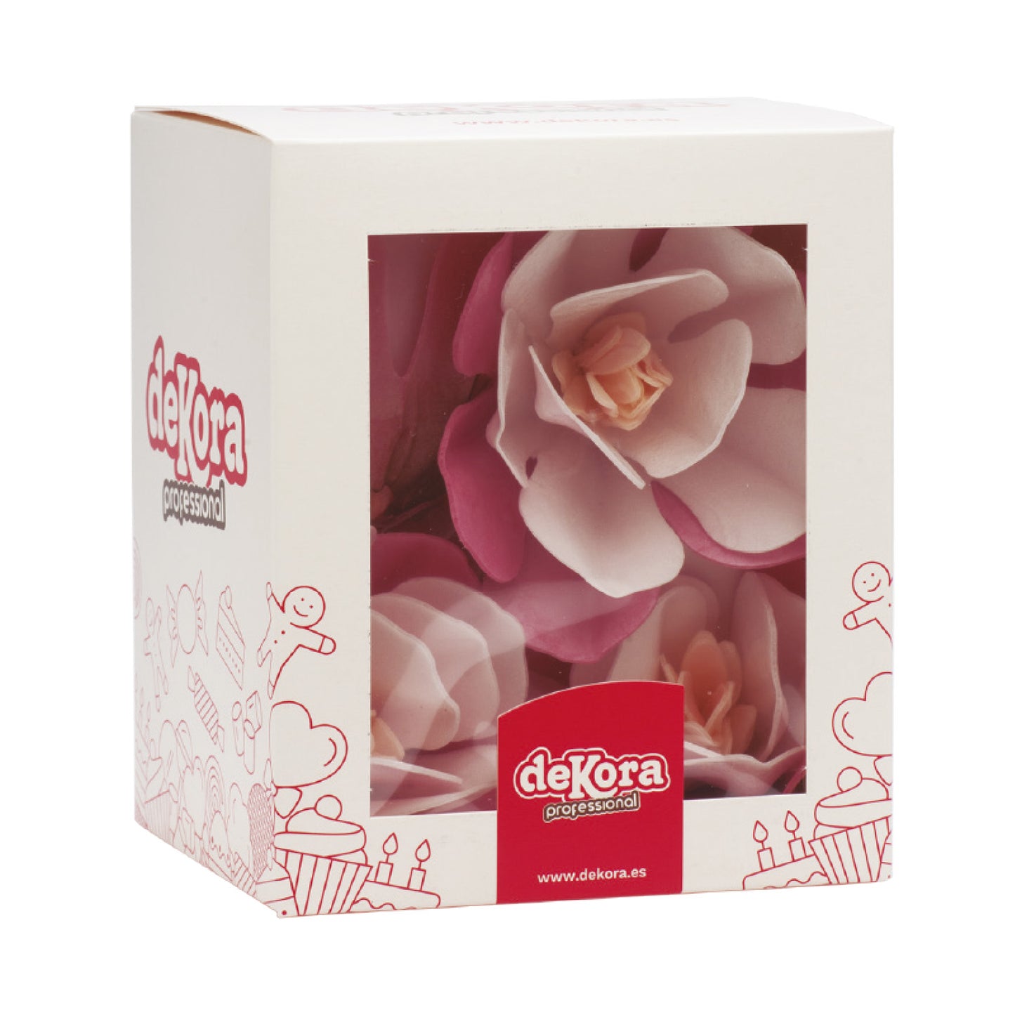 MAGNOLIAS DE OBLEA ROSA 5-7 CM 6 UD