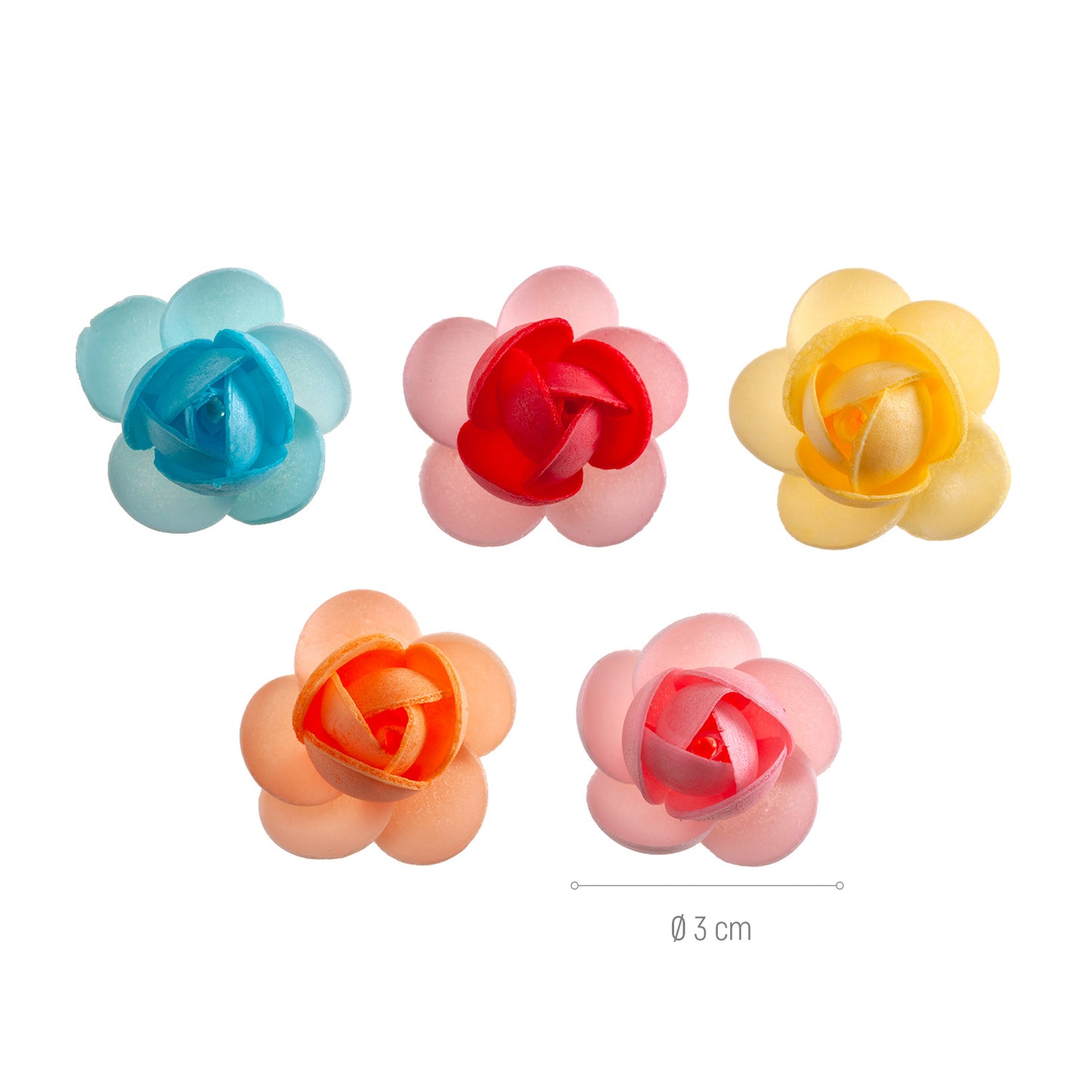 MINI FLORES DE OBLEA BICOLOR 3 CM 100 UD