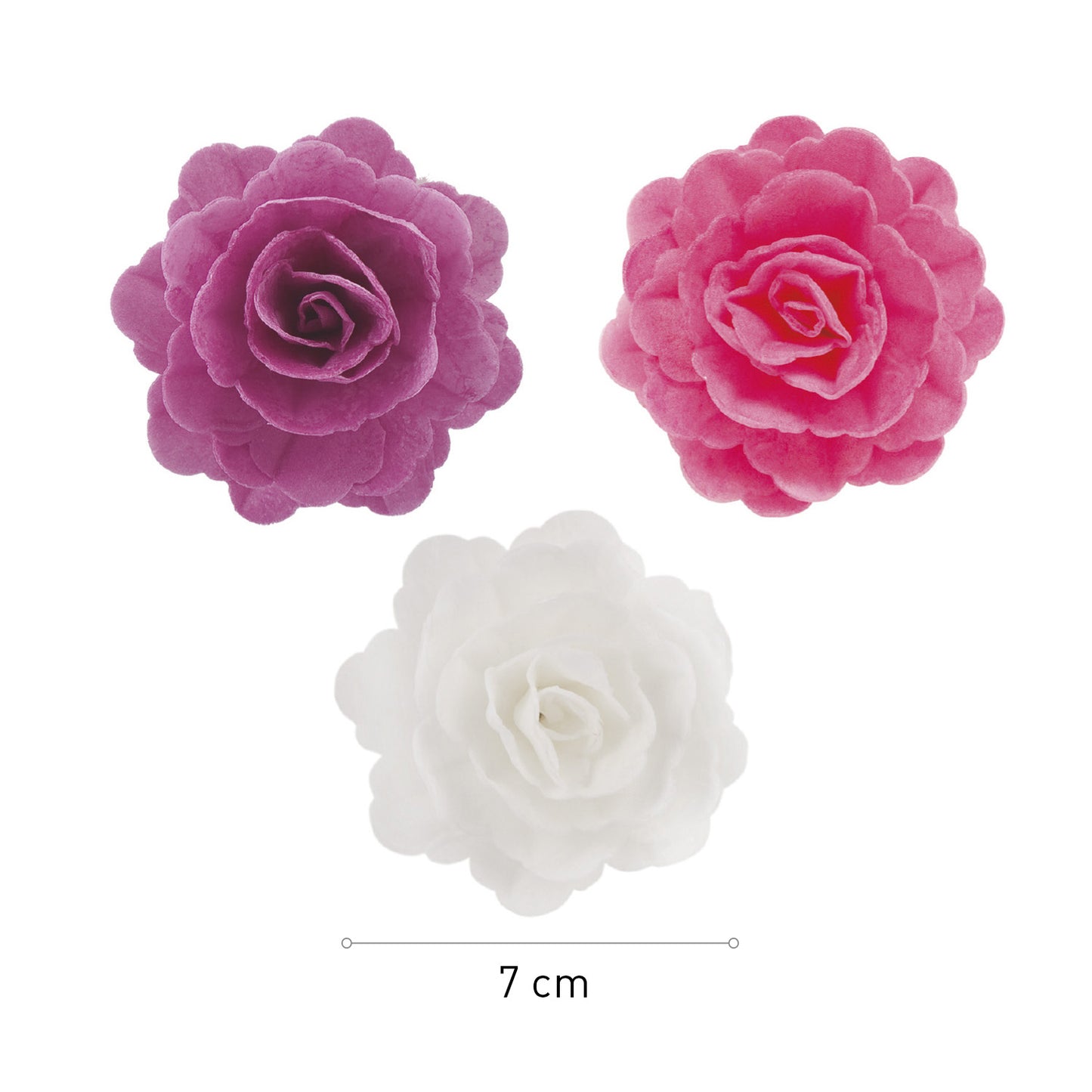 ROSAS COMESTIBLES 15 FLORES DE 7CM DE COLORES SURTIDOS