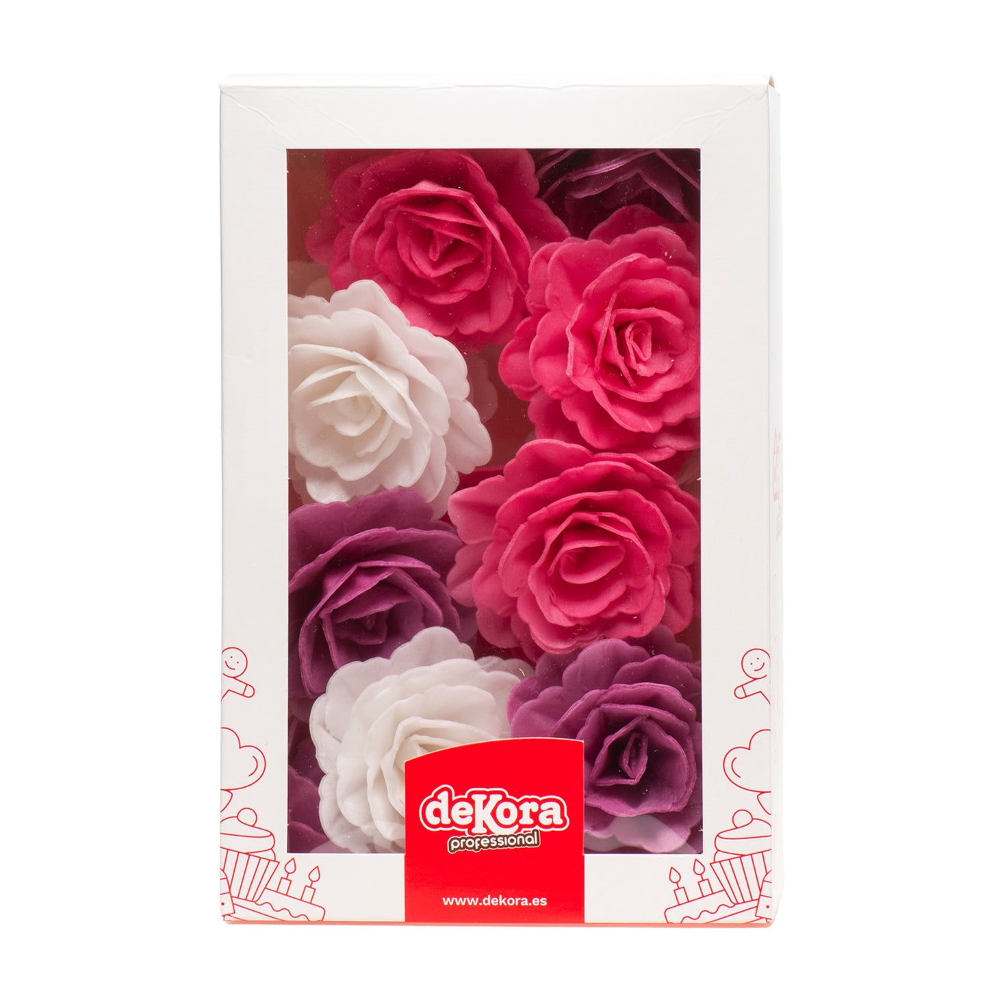 ROSAS COMESTIBLES 15 FLORES DE 7CM DE COLORES SURTIDOS