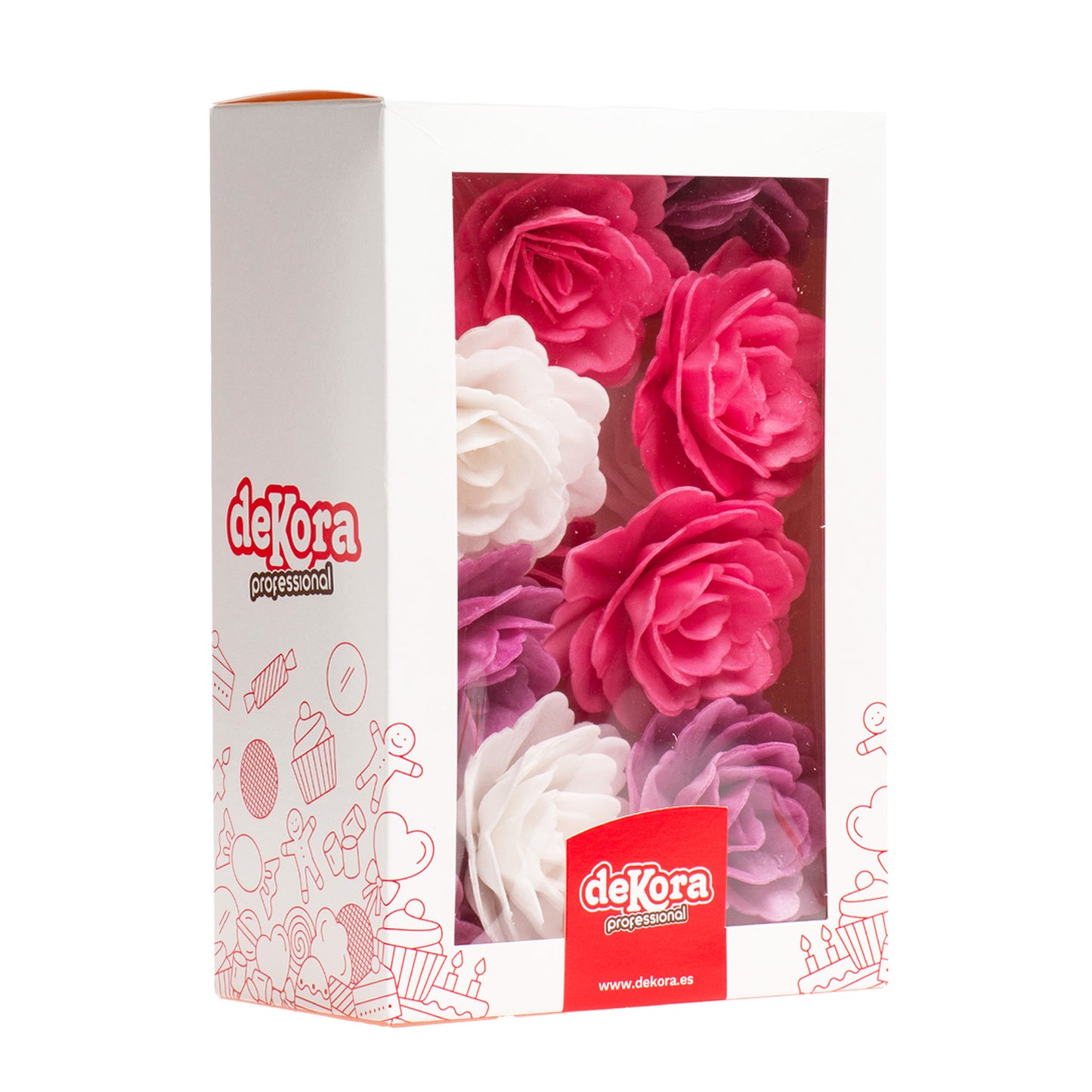 ROSAS COMESTIBLES 15 FLORES DE 7CM DE COLORES SURTIDOS
