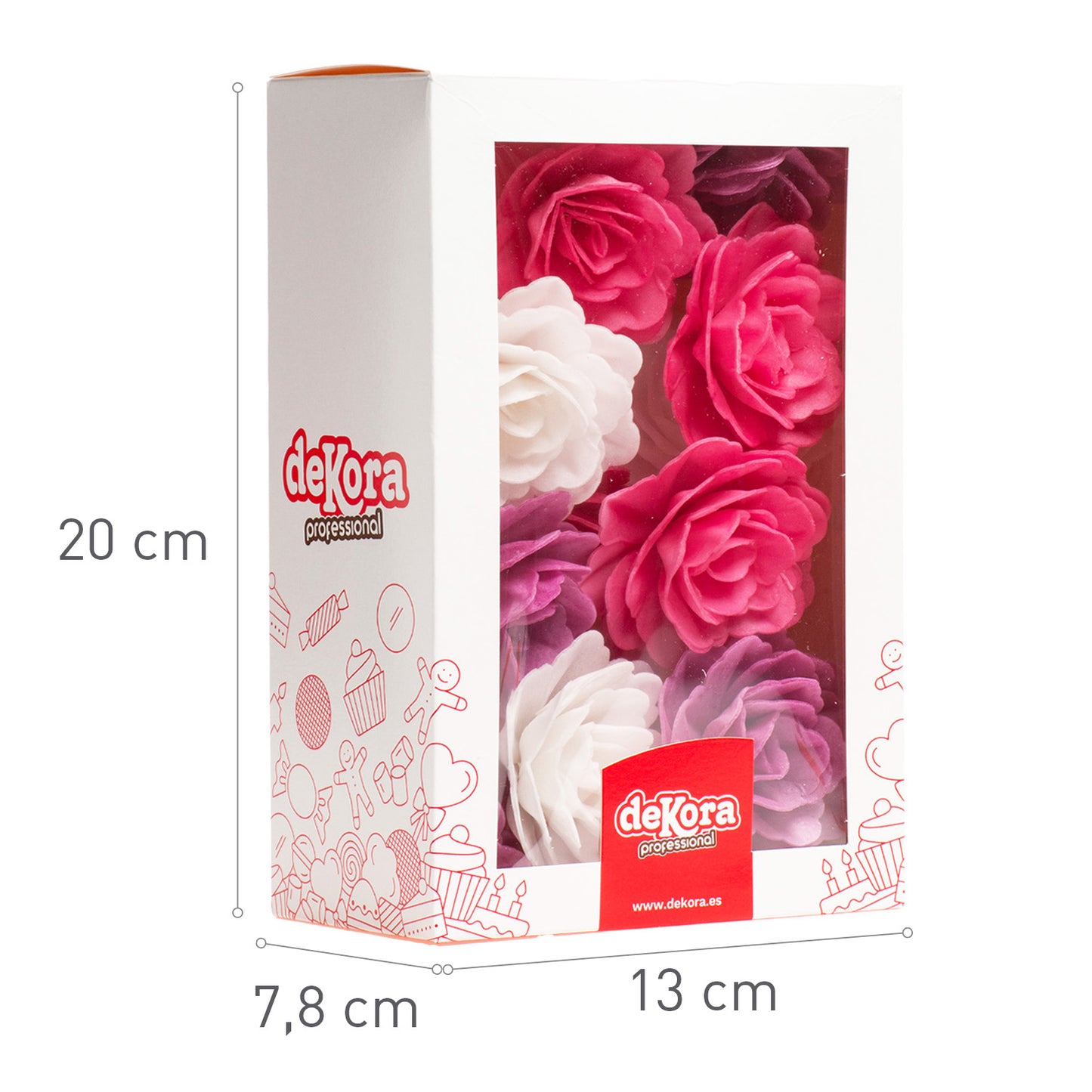 ROSAS COMESTIBLES 15 FLORES DE 7CM DE COLORES SURTIDOS