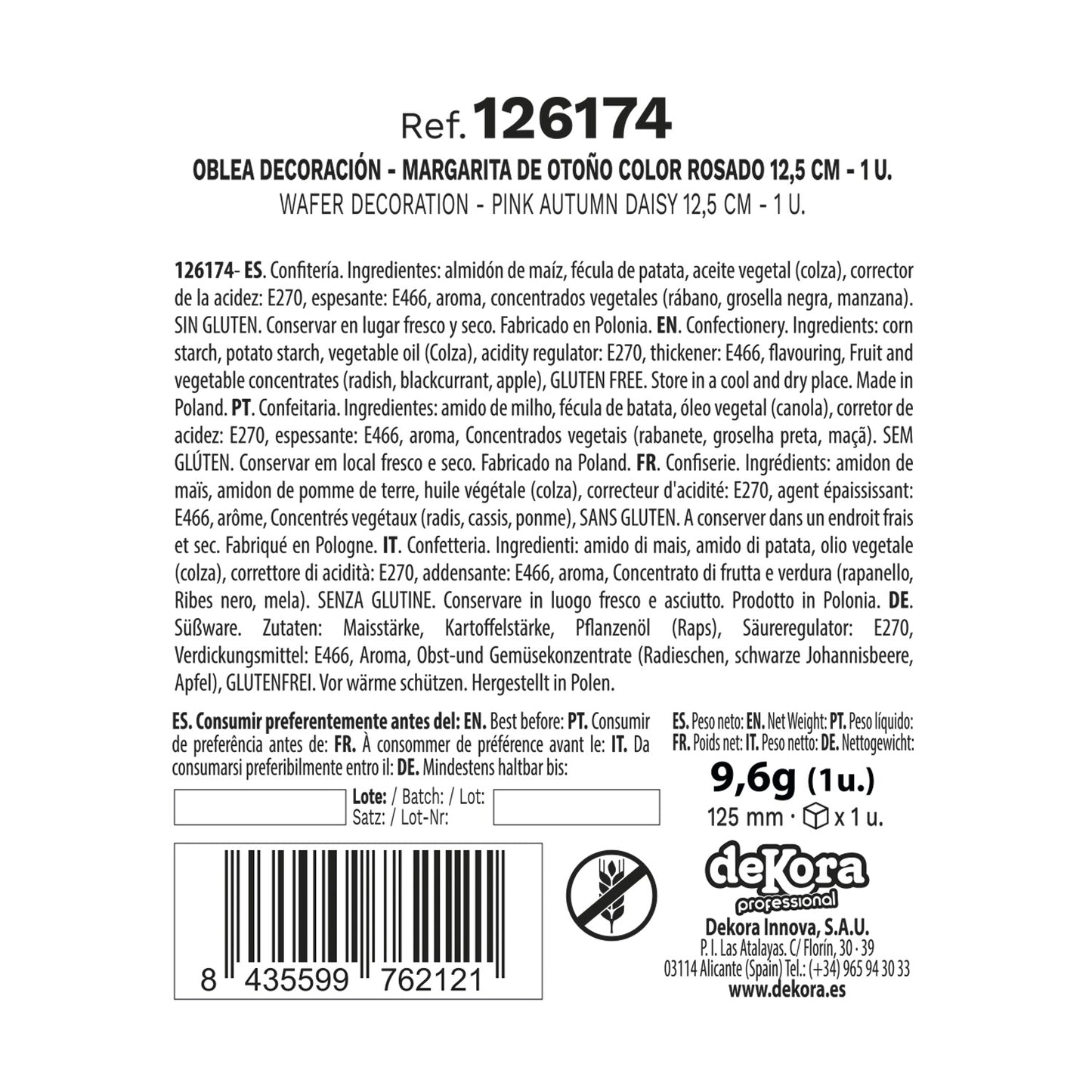 FLOR OTOÑO DE OBLEA ROSADA 12,5 CM