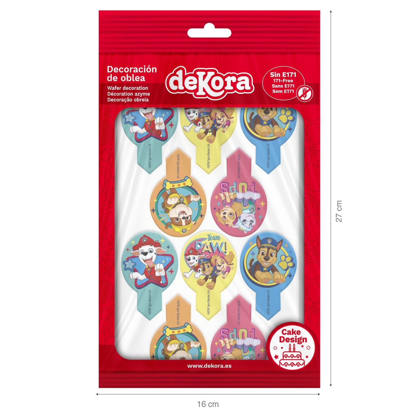 DEKORAPIN OBLEA PATRULLA CANINA 6,5X4CM - 20 UDS