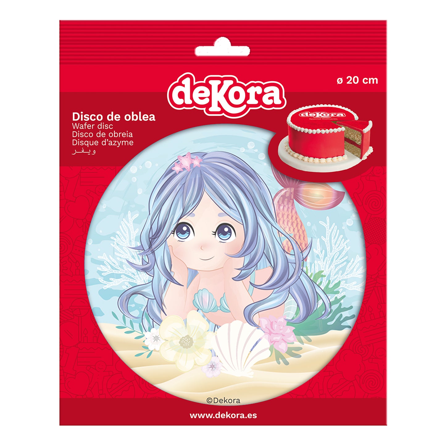 OBLEA PARA TARTAS SIRENITA REDONDA DE 20CM