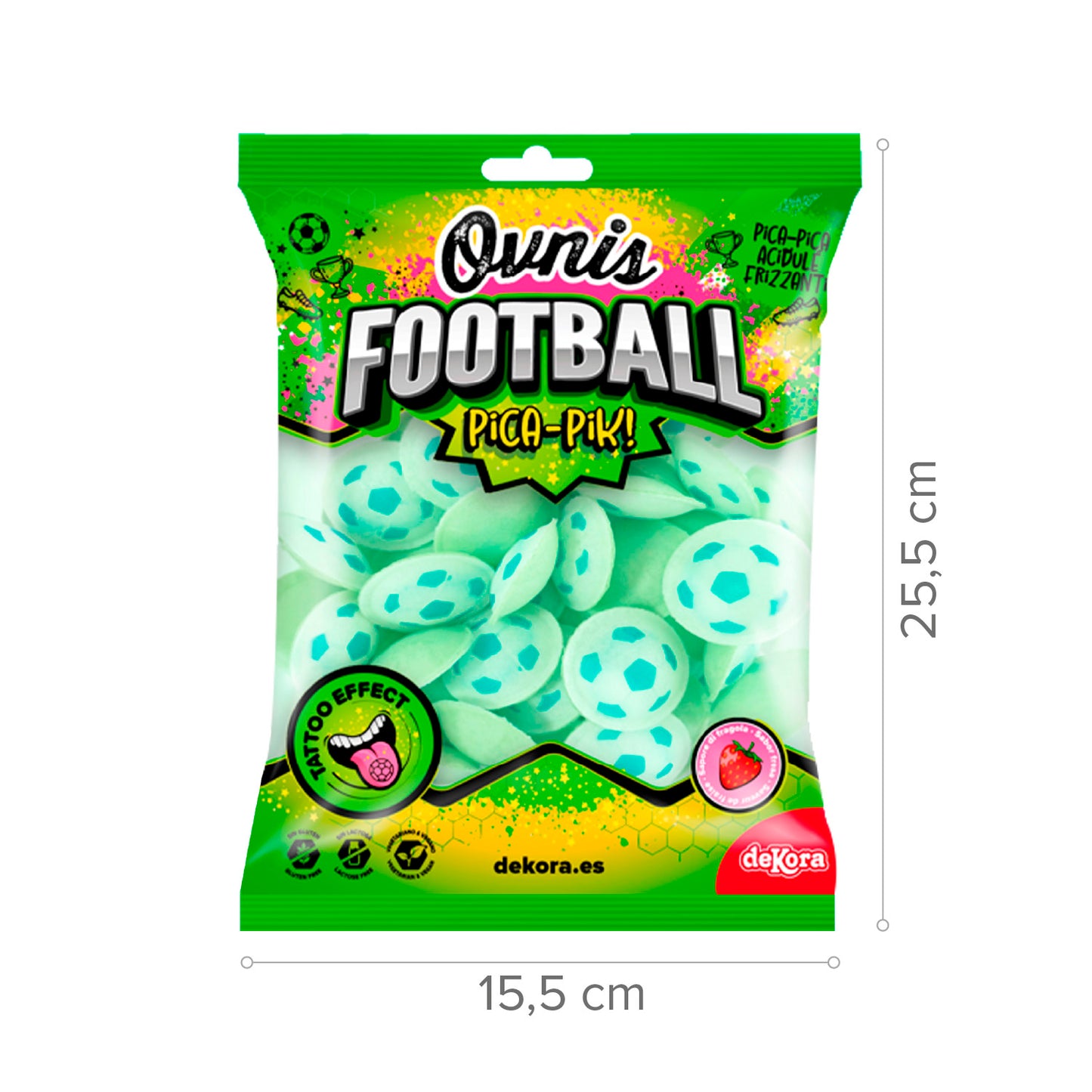 OVNIS DE OBLEA RELLENOS DE PICA PICA DE FÚTBOL 39G