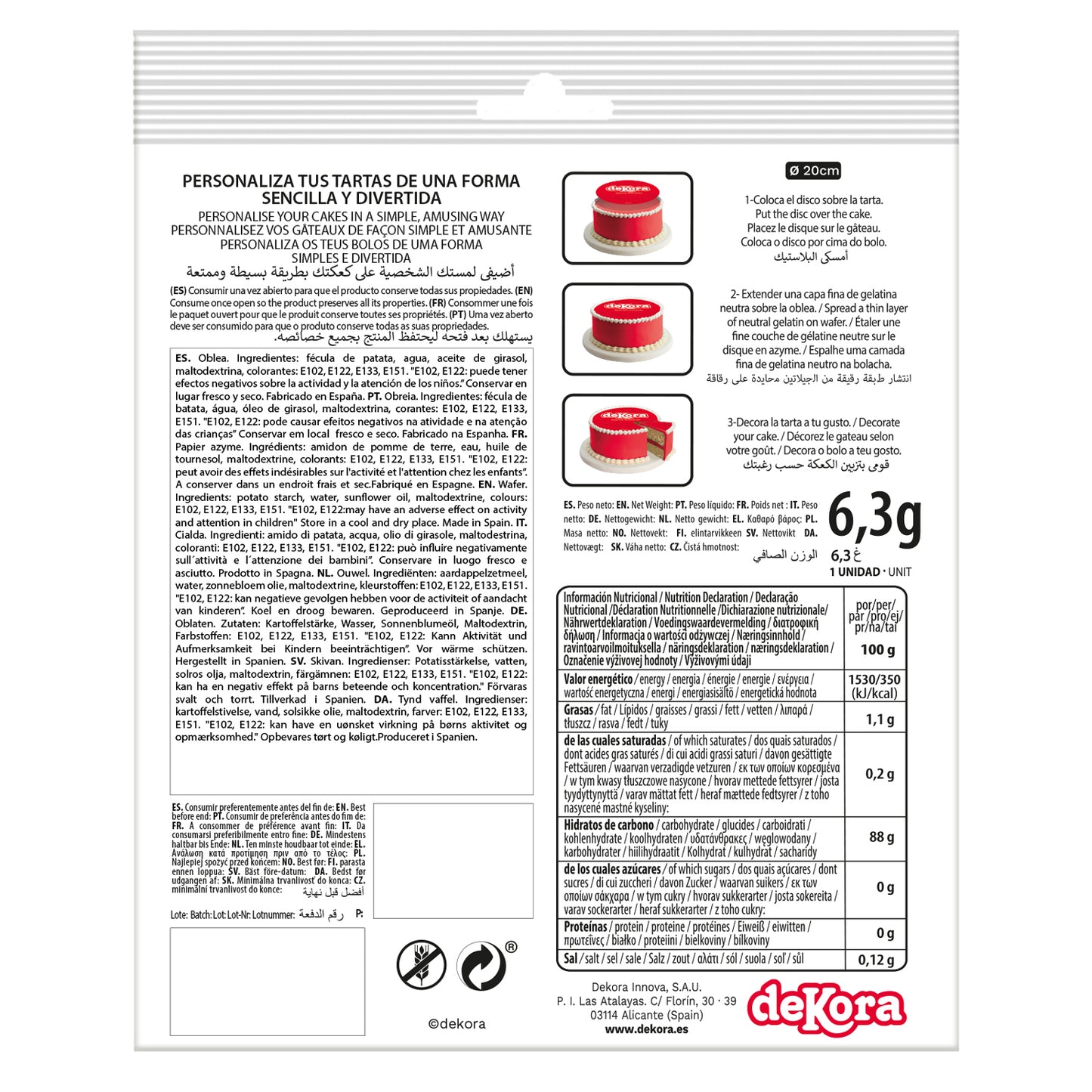 OBLEA PARA TARTAS DE PATRULLA CANINA REDONDA DE 20CM