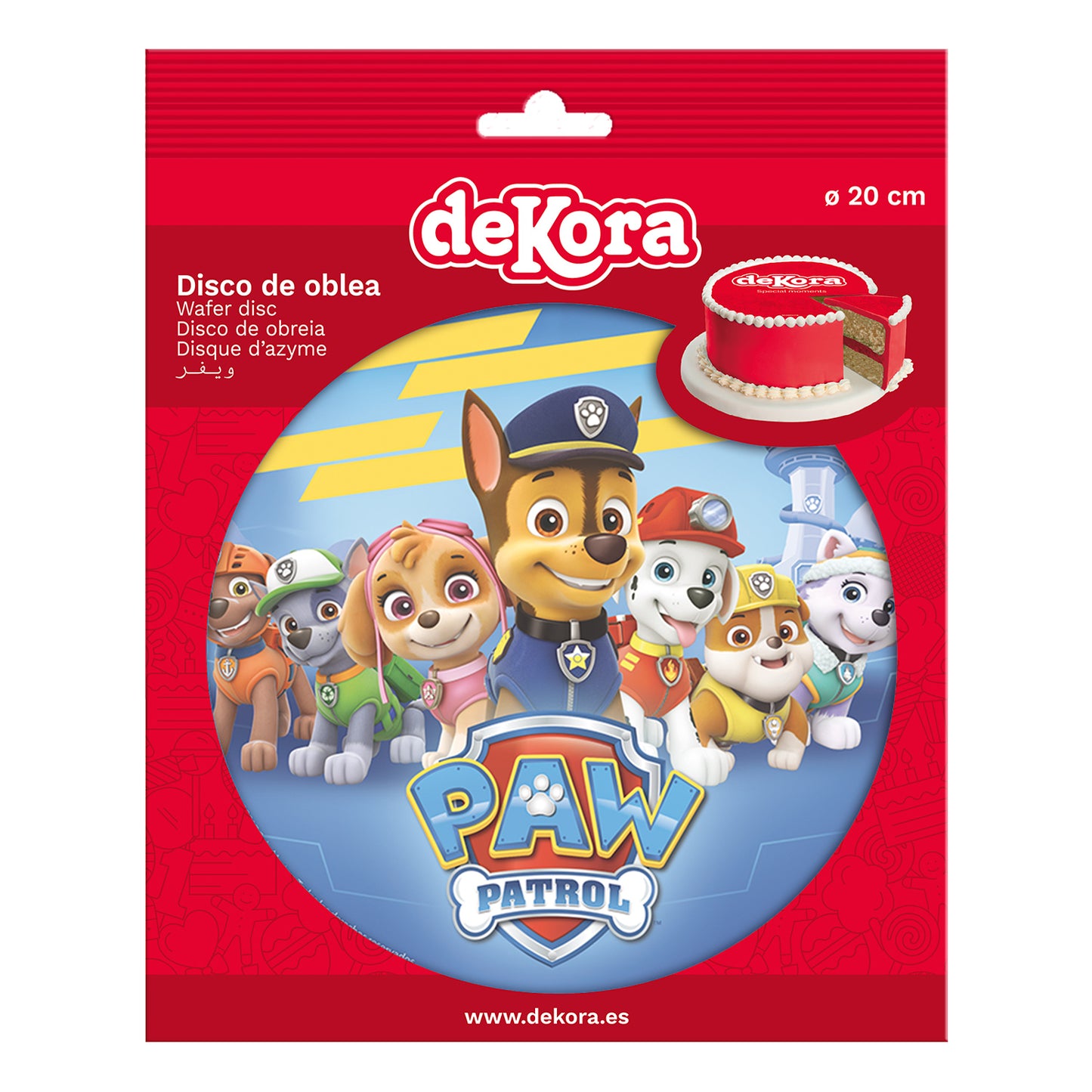 OBLEA PARA TARTAS DE PATRULLA CANINA REDONDA DE 20CM