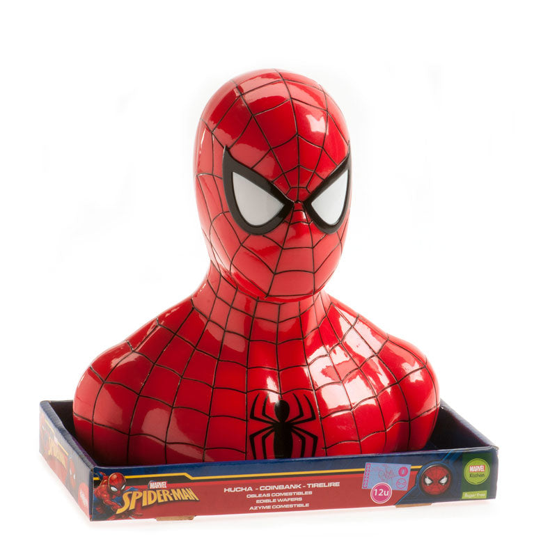 HUCHA SPIDERMAN CON BILLETES DE OBLEA 10GR
