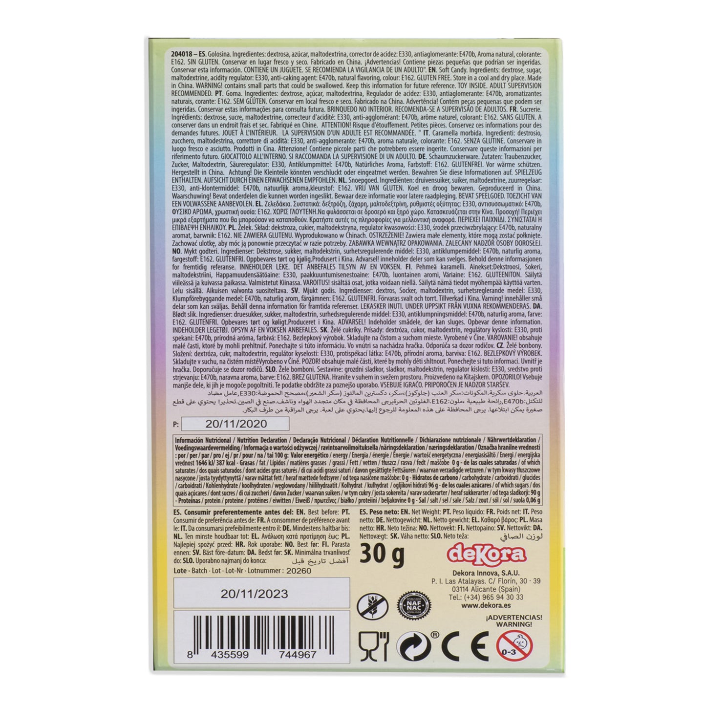 HUCHA UNICORNIO CON CARAMELOS 30GR