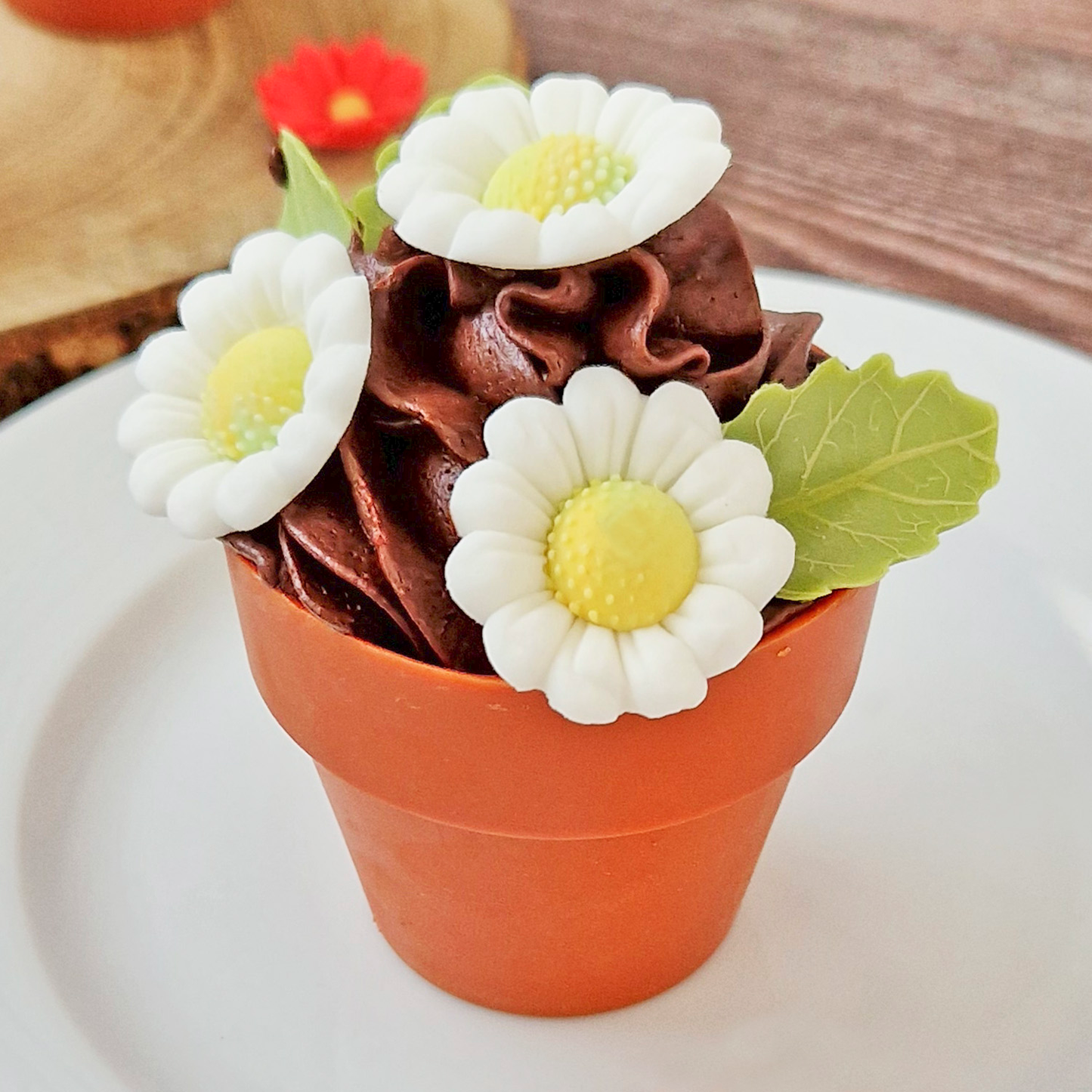 FLORES DE OBLEA COMESTIBLE 7 MARGARITAS + 5 HOJAS VERDES
