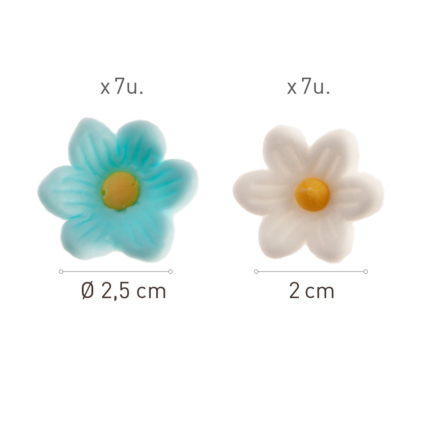FLORES DE OBLEA COMESTIBLE MARGARITAS 7 BLANCAS + 7 AZULES
