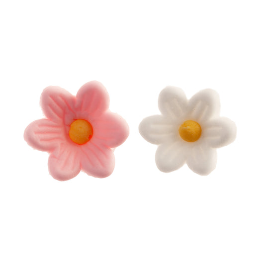 FLORES DE OBLEA COMESTIBLE MARGARITAS 7 BLANCAS + 7 ROSAS