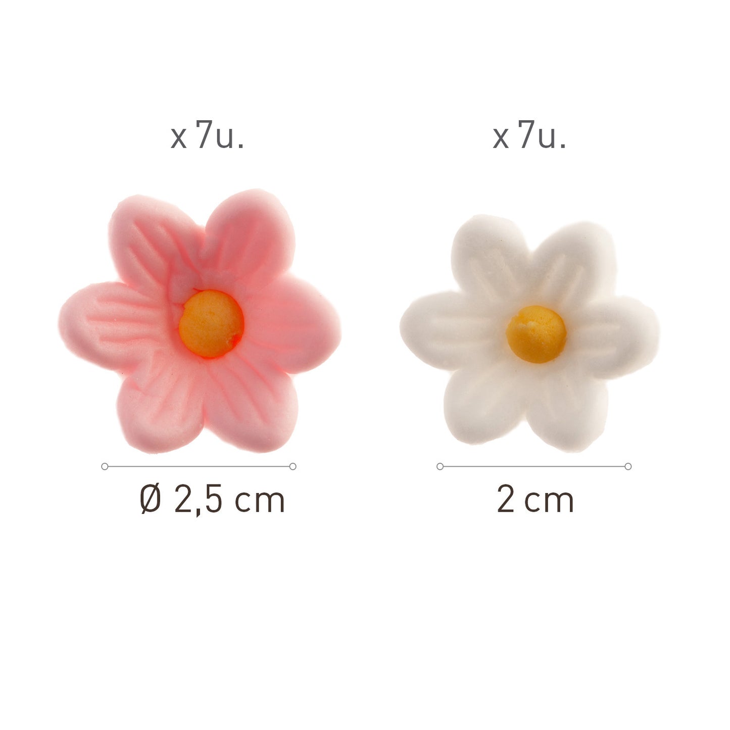 FLORES DE OBLEA COMESTIBLE MARGARITAS 7 BLANCAS + 7 ROSAS