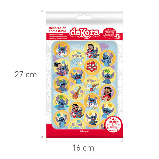 MINI DISCOS DE OBLEA DE STITCH REDONDOS DE 3,4CM