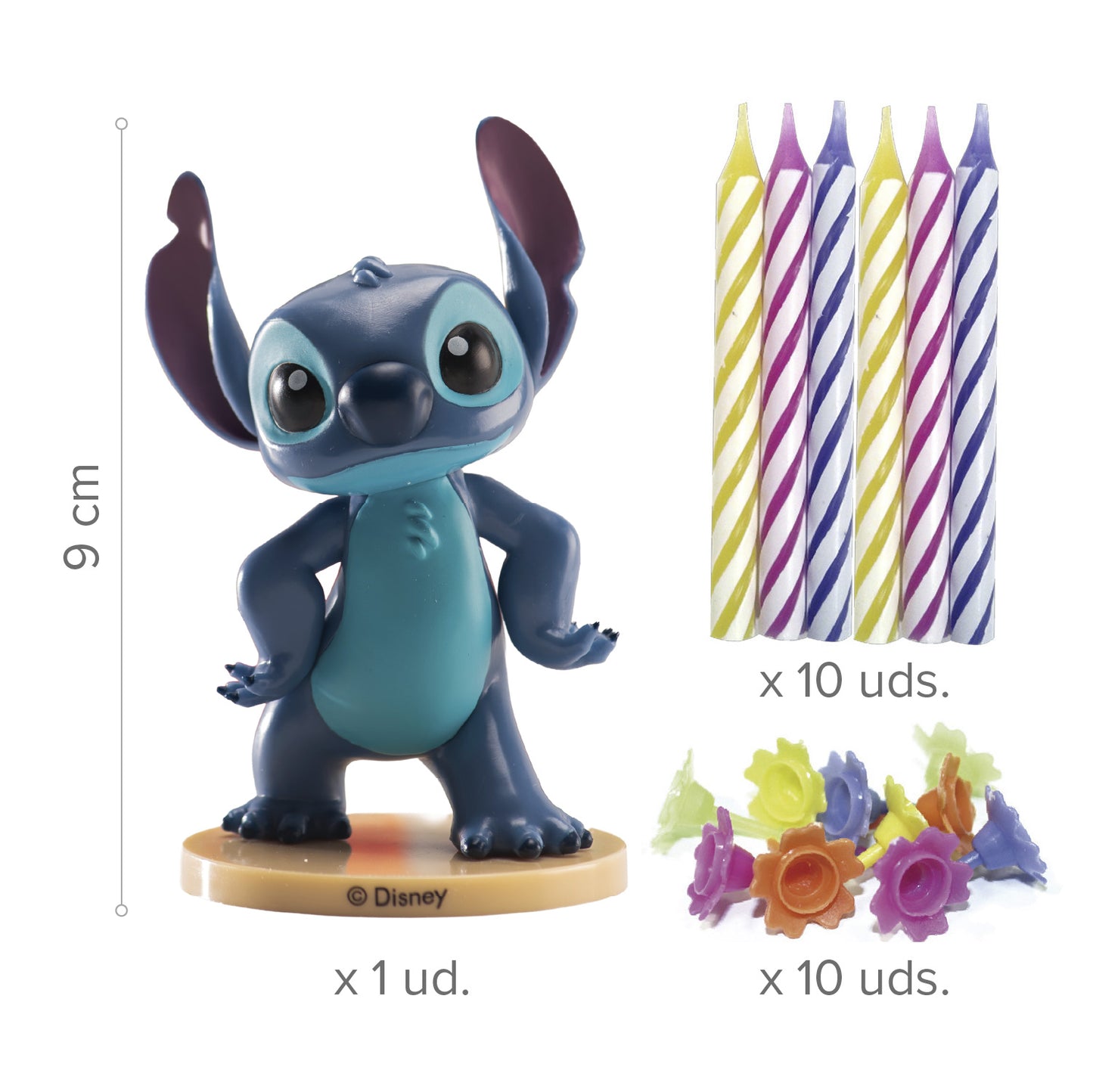 KIT VELAS Y FIGURA PVC STITCH FIGURA 9 CM