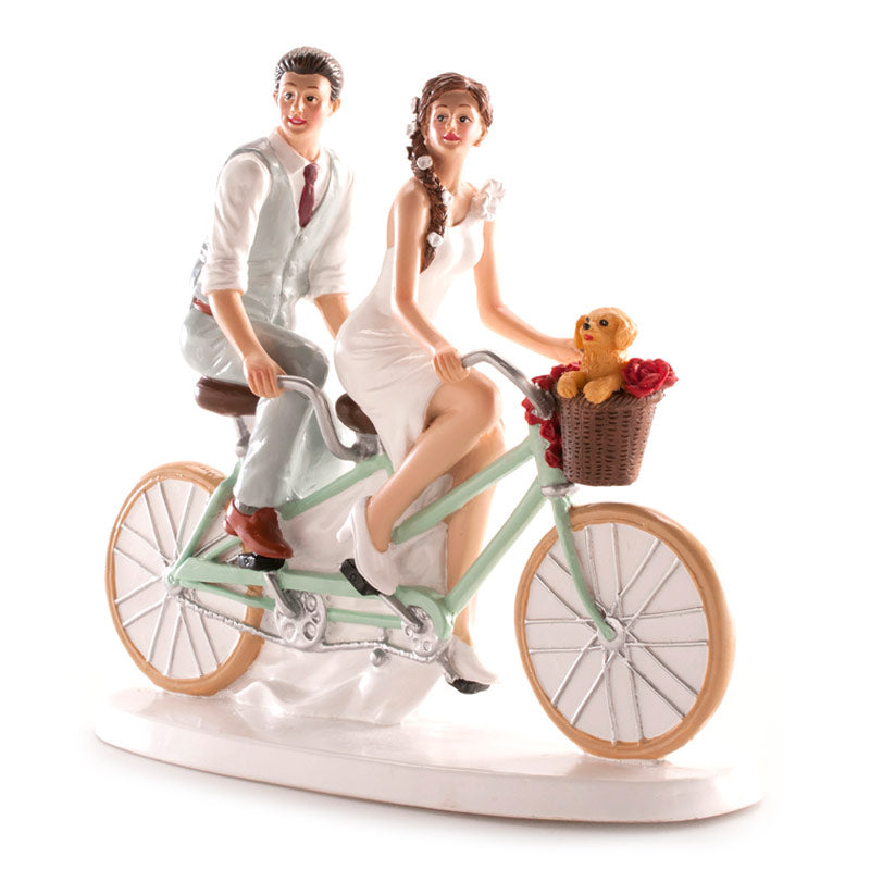 FIGURA TARTA BODA PAREJA BICICLETA 16x18 CM