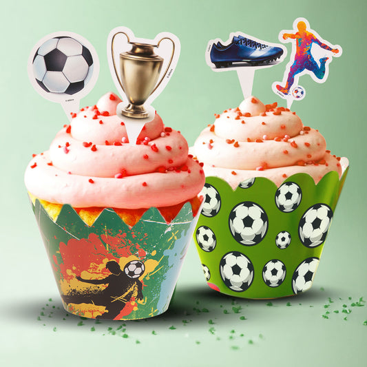 KIT DECORACION CUPCAKES FÚTBOL
