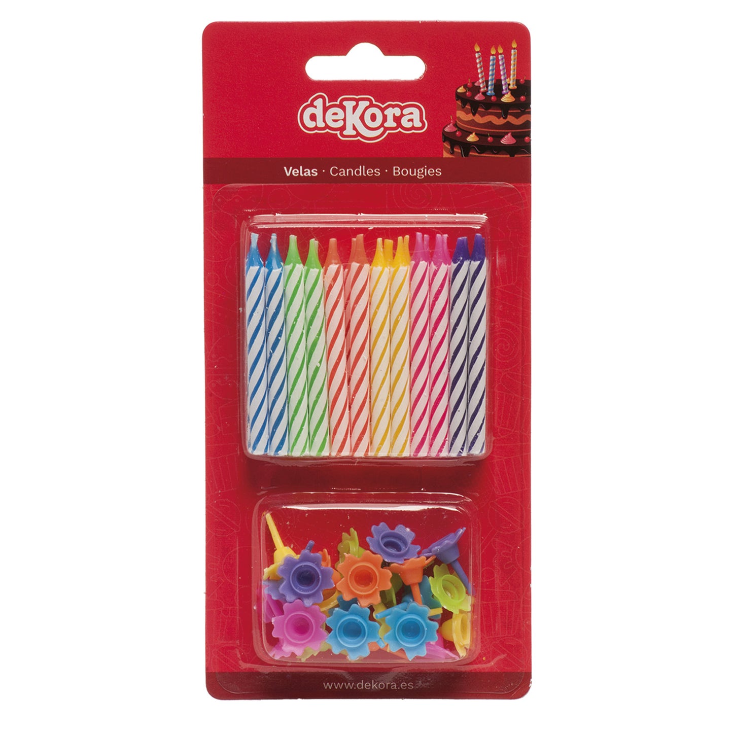 24 VELAS CERA DE COLORES SURTIDOS