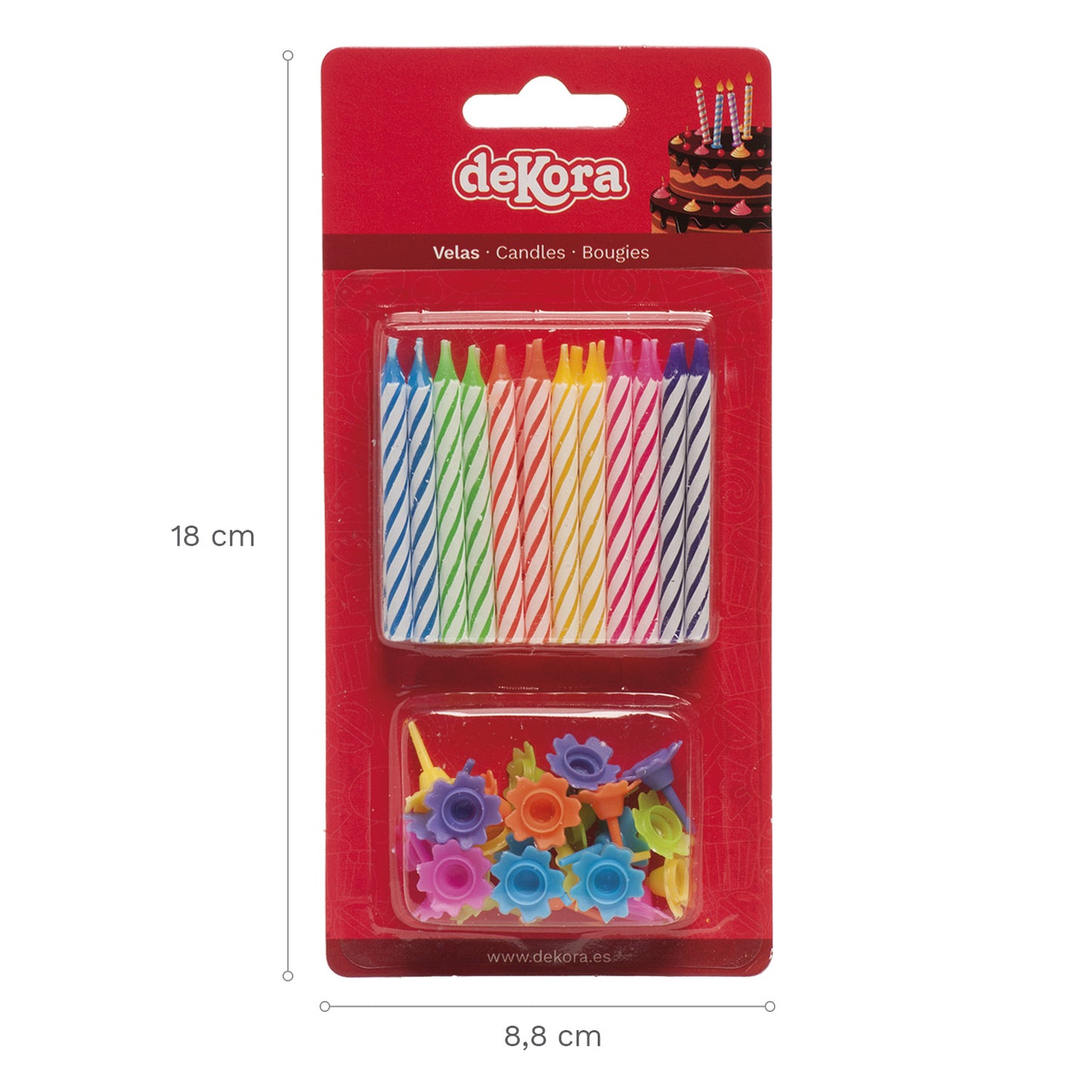 24 VELAS CERA DE COLORES SURTIDOS