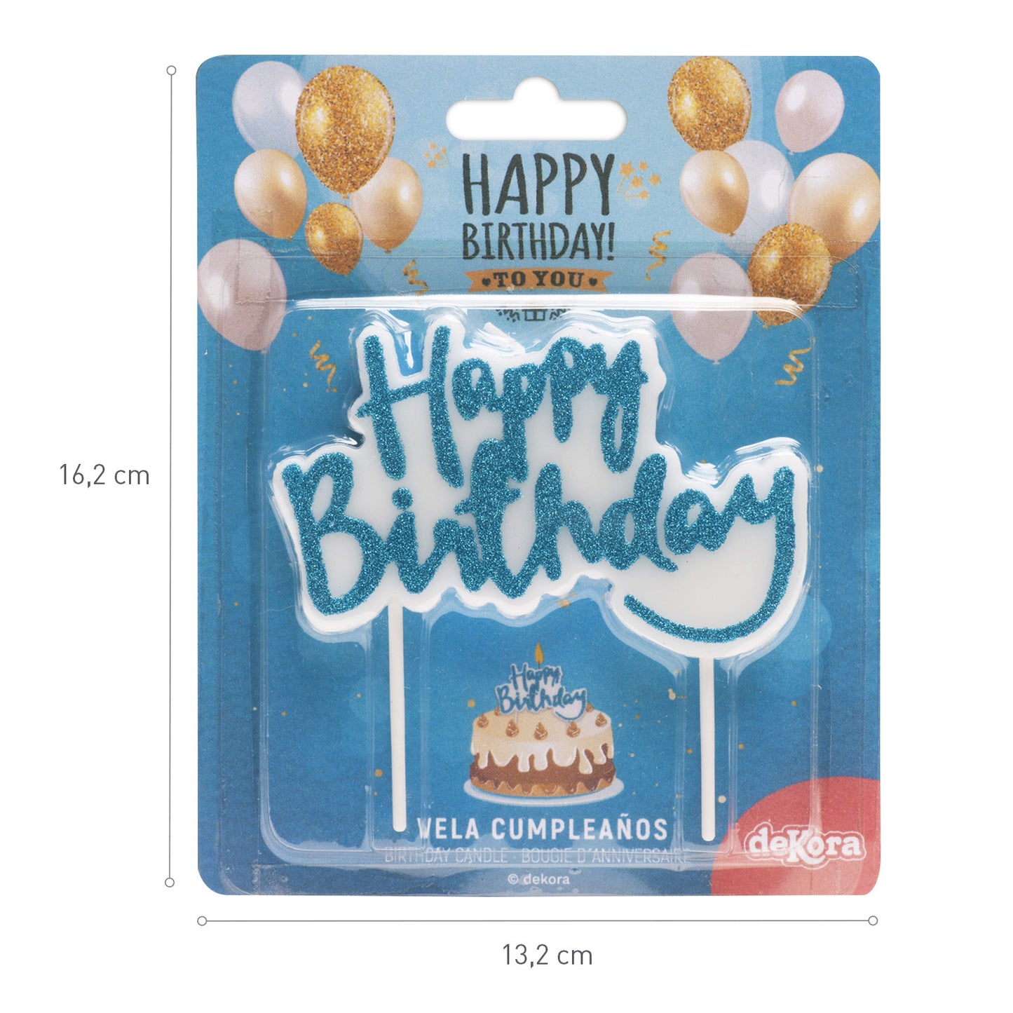 VELA TARTA CUMPLEAÑOS HAPPY BIRTHDAY AZUL 10x6,5 CM