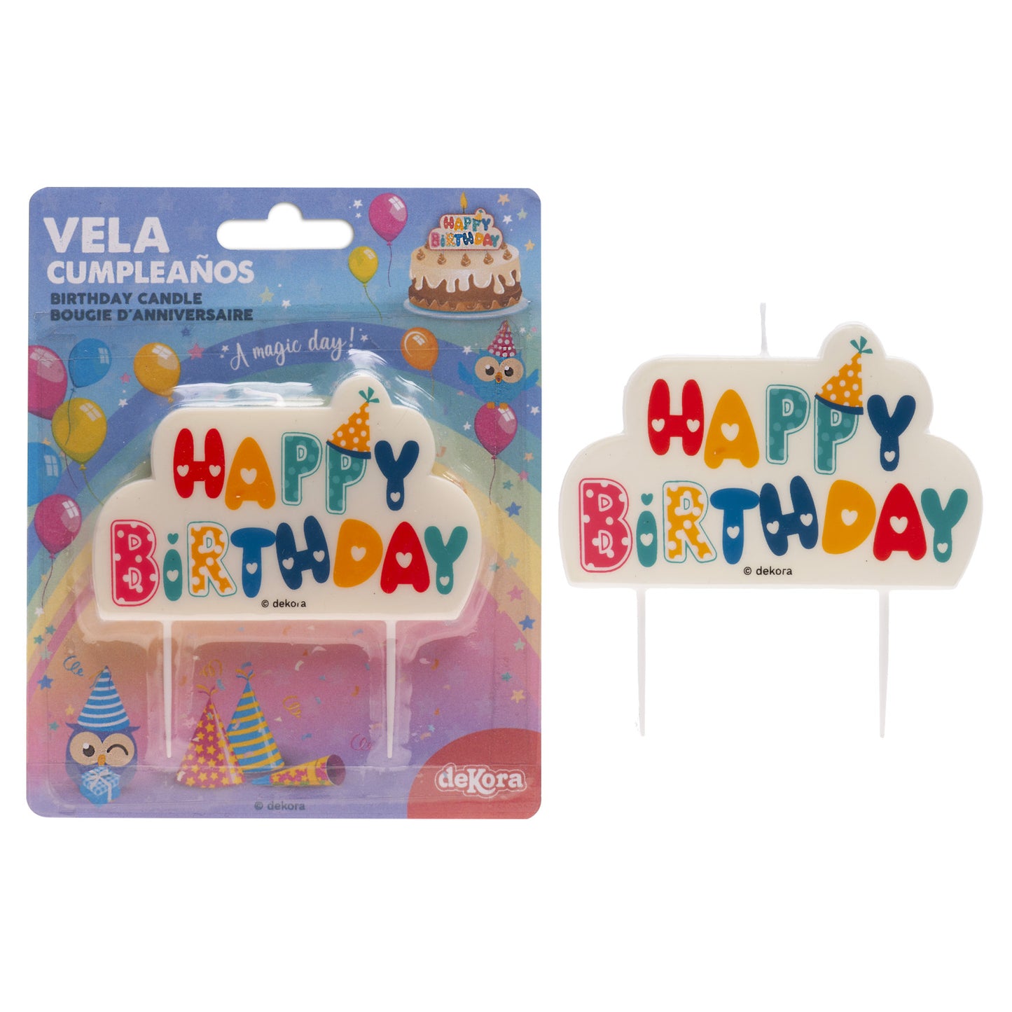 VELA TARTA CUMPLEAÑOS HAPPY BIRTHDAY 10x6 CM