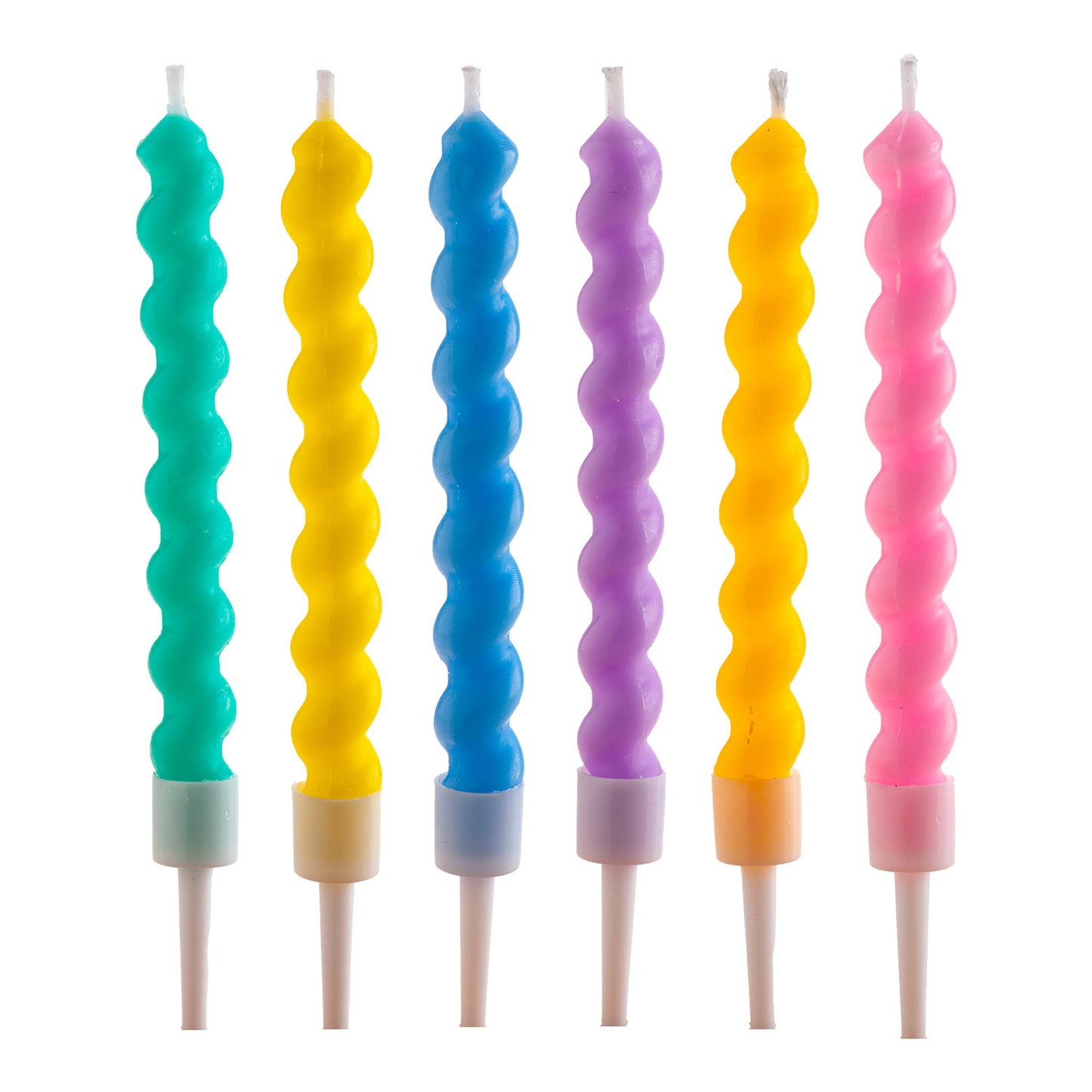 VELAS DE CUMPLEAÑOS TWISTED COLORES 10 CM - 6 UD