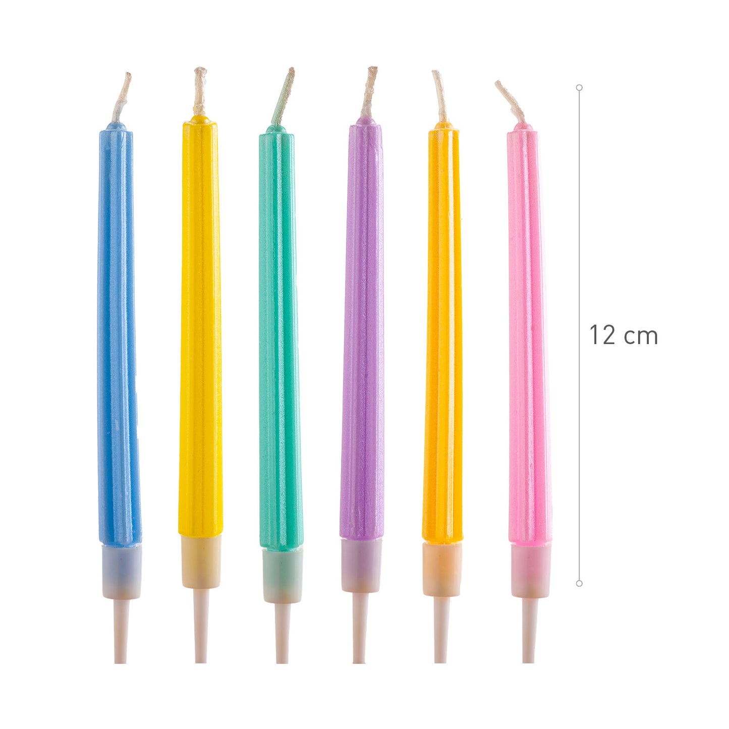 VELAS DE CUMPLEAÑOS PARTY COLUMNAS COLORES 12 CM - 6 UD