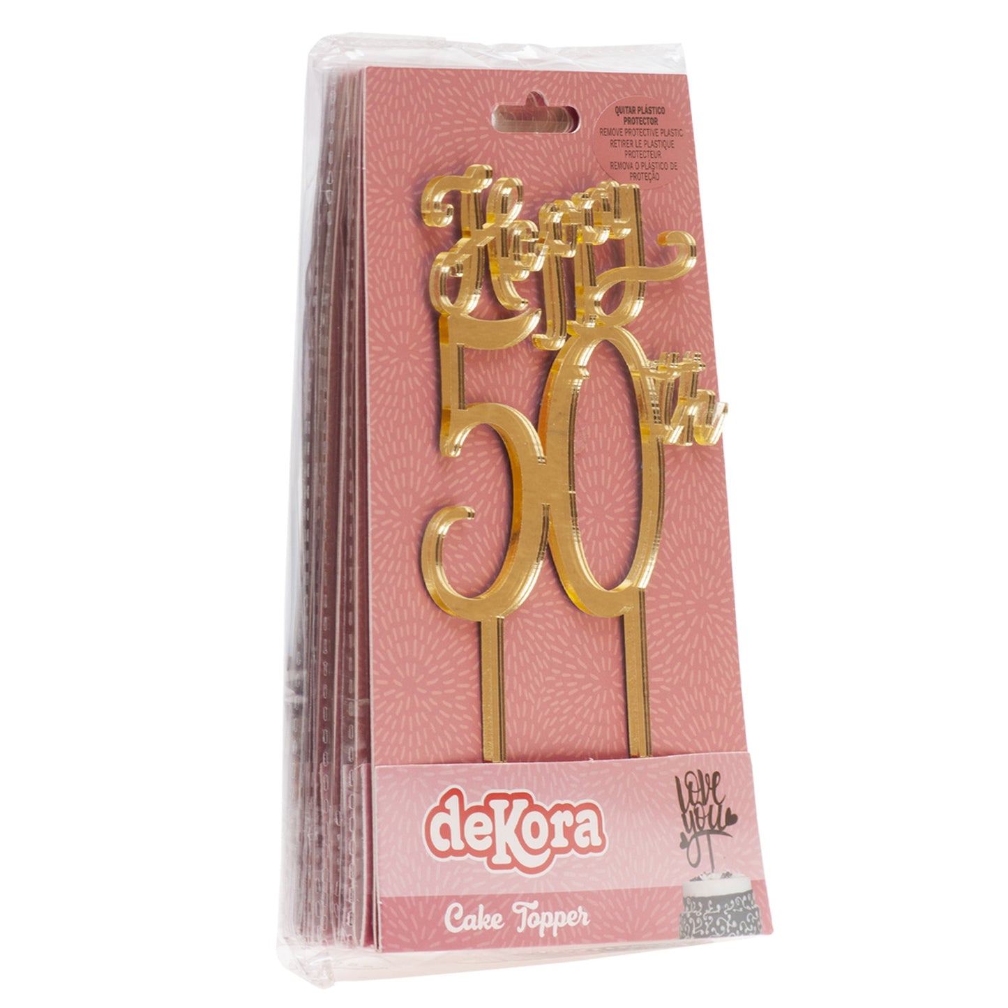 CAKE TOPPER DORADO 50 ANIVERSARIO 16X10CM