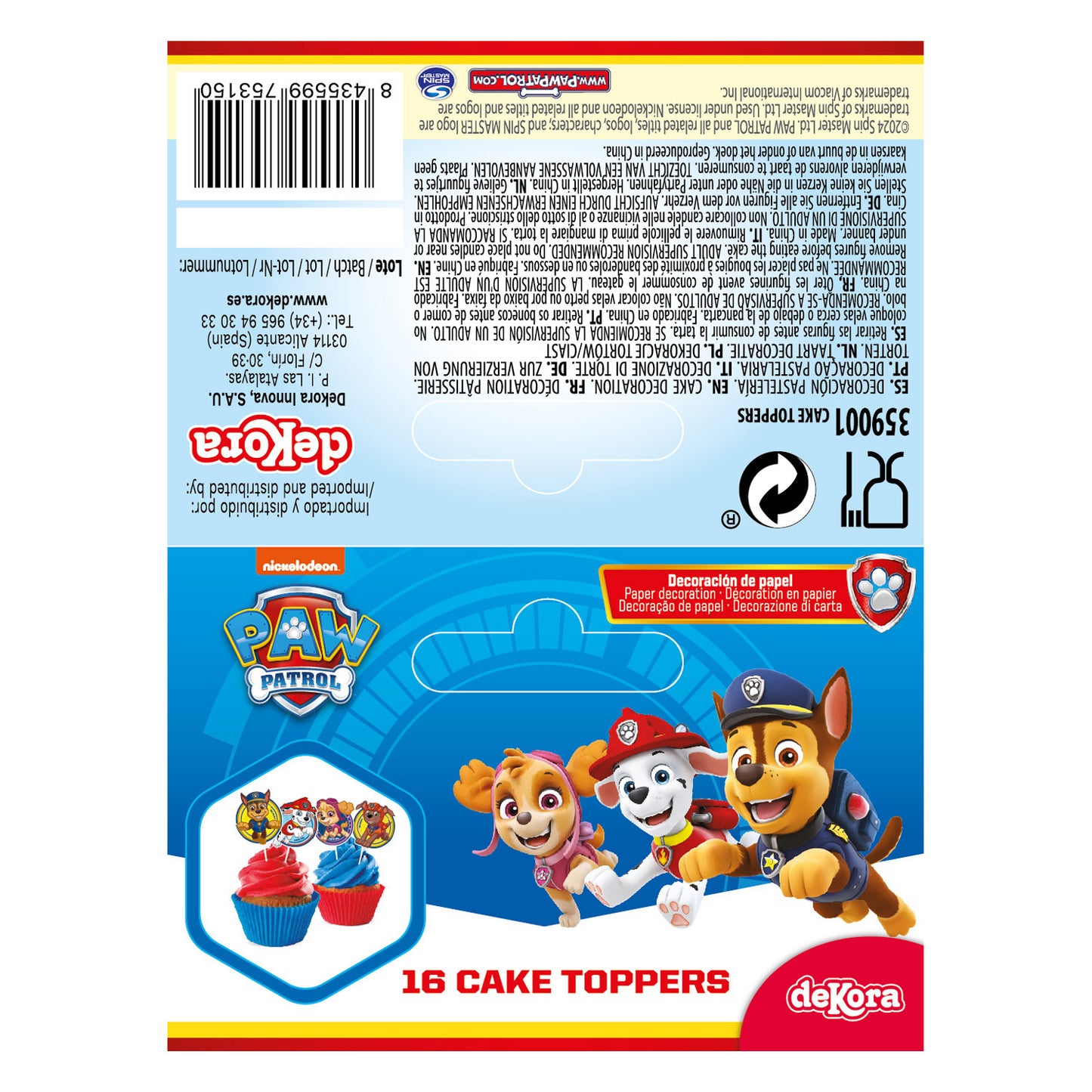 CAKE TOPPERS PAPEL PATRULLA CANINA - 16 UD