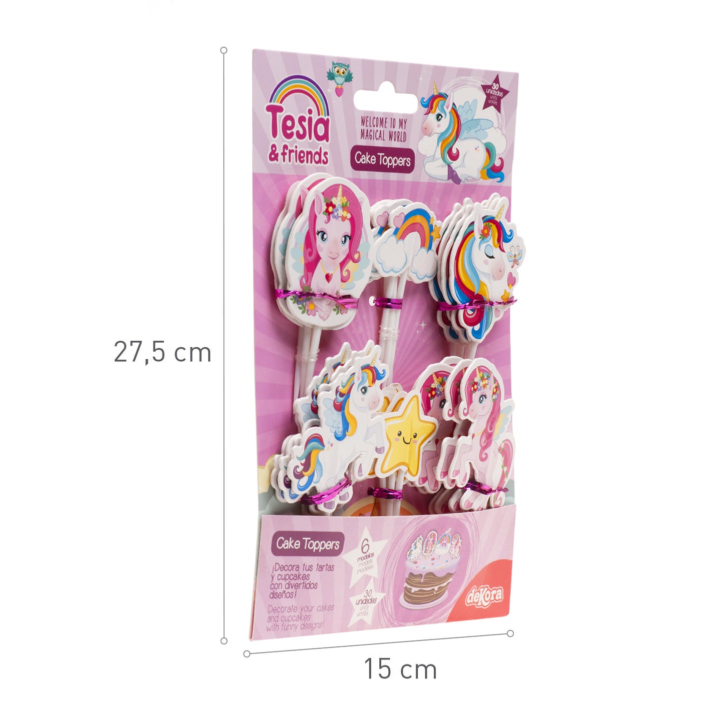 CAKE TOPPERS PAPEL UNICORNIO TESIA - 30 UD