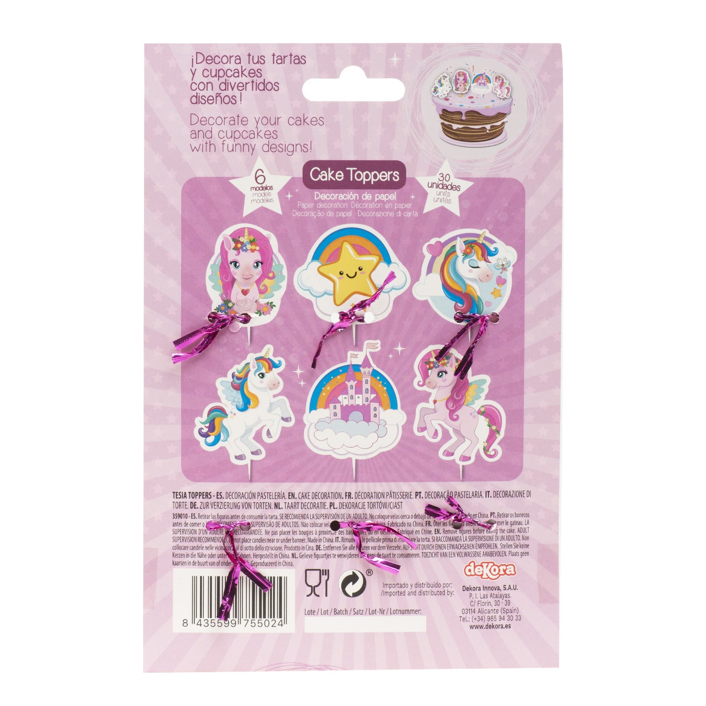 CAKE TOPPERS PAPEL UNICORNIO TESIA - 30 UD