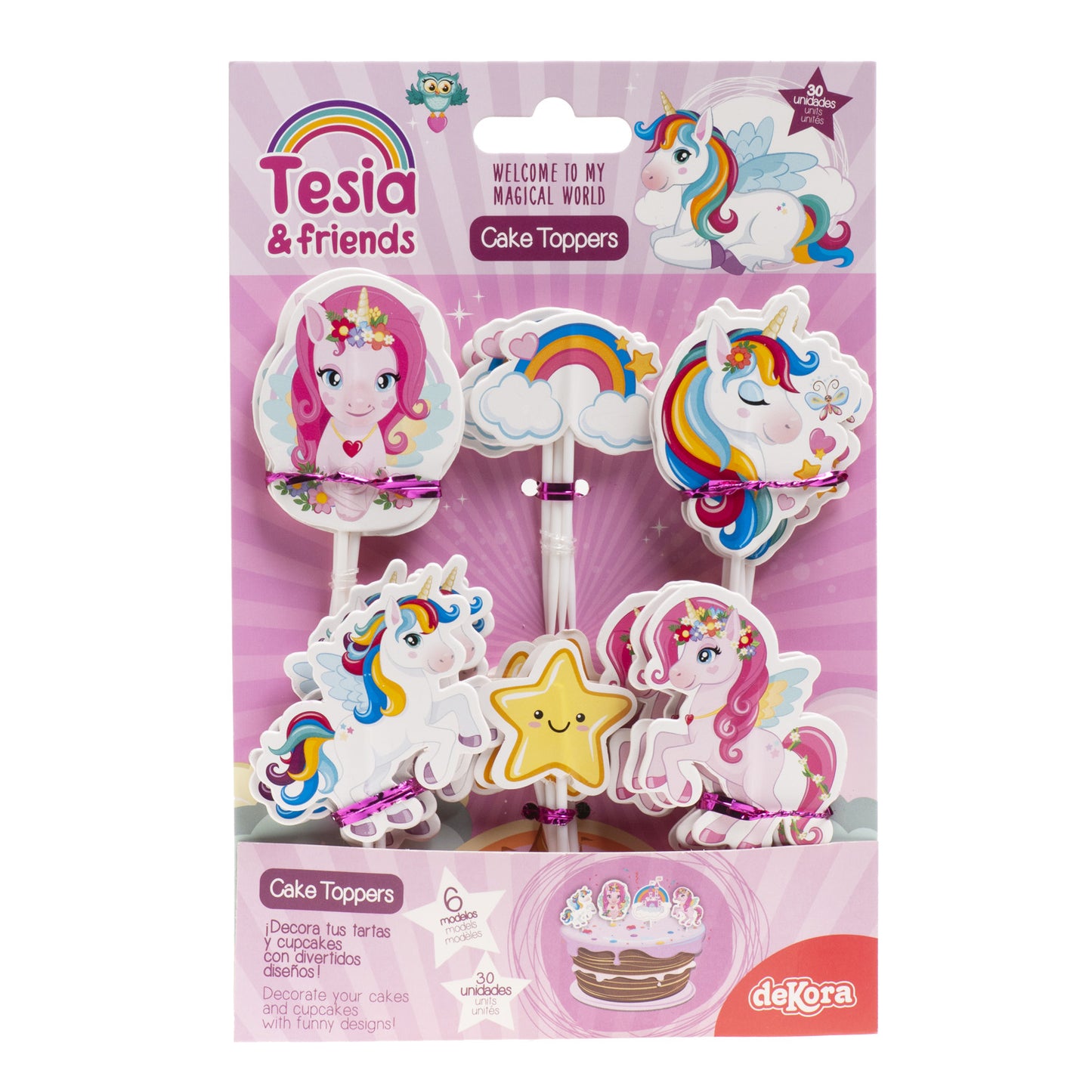 CAKE TOPPERS PAPEL UNICORNIO TESIA - 30 UD