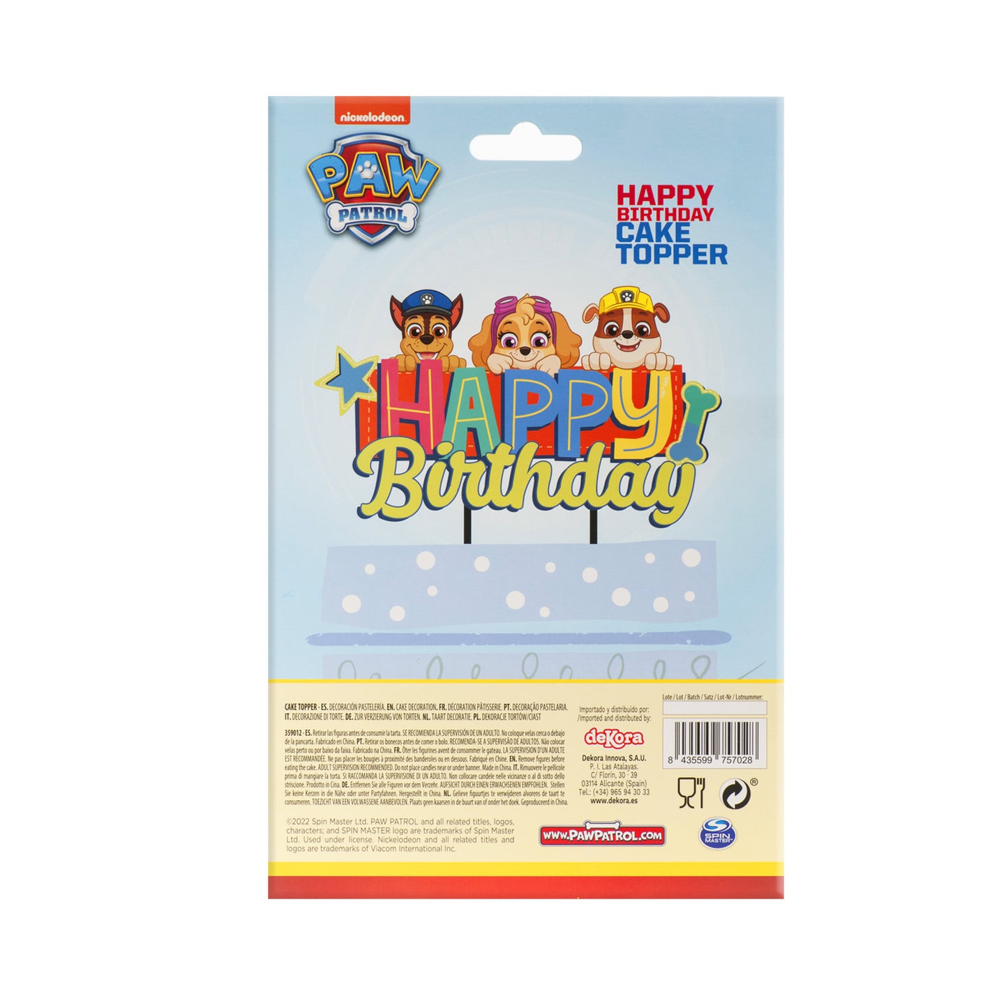 CAKE TOPPER PAPEL PATRULLA CANINA 17x15 CM