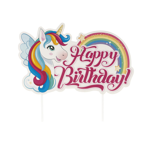 Kit Fiesta Unicornio: Cupcake Toppers + Cake Topper + Vela