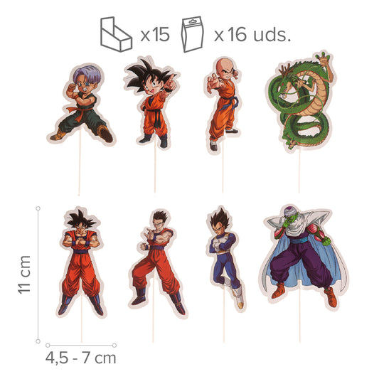 CUPCAKE TOPPERS PAPEL DRAGON BALL 16 UNIDADES