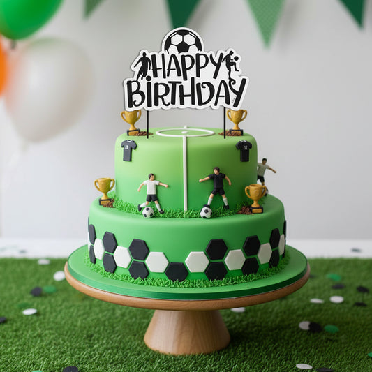 CAKE TOPPER PAPEL FÚTBOL NEGRO 17,5 CM