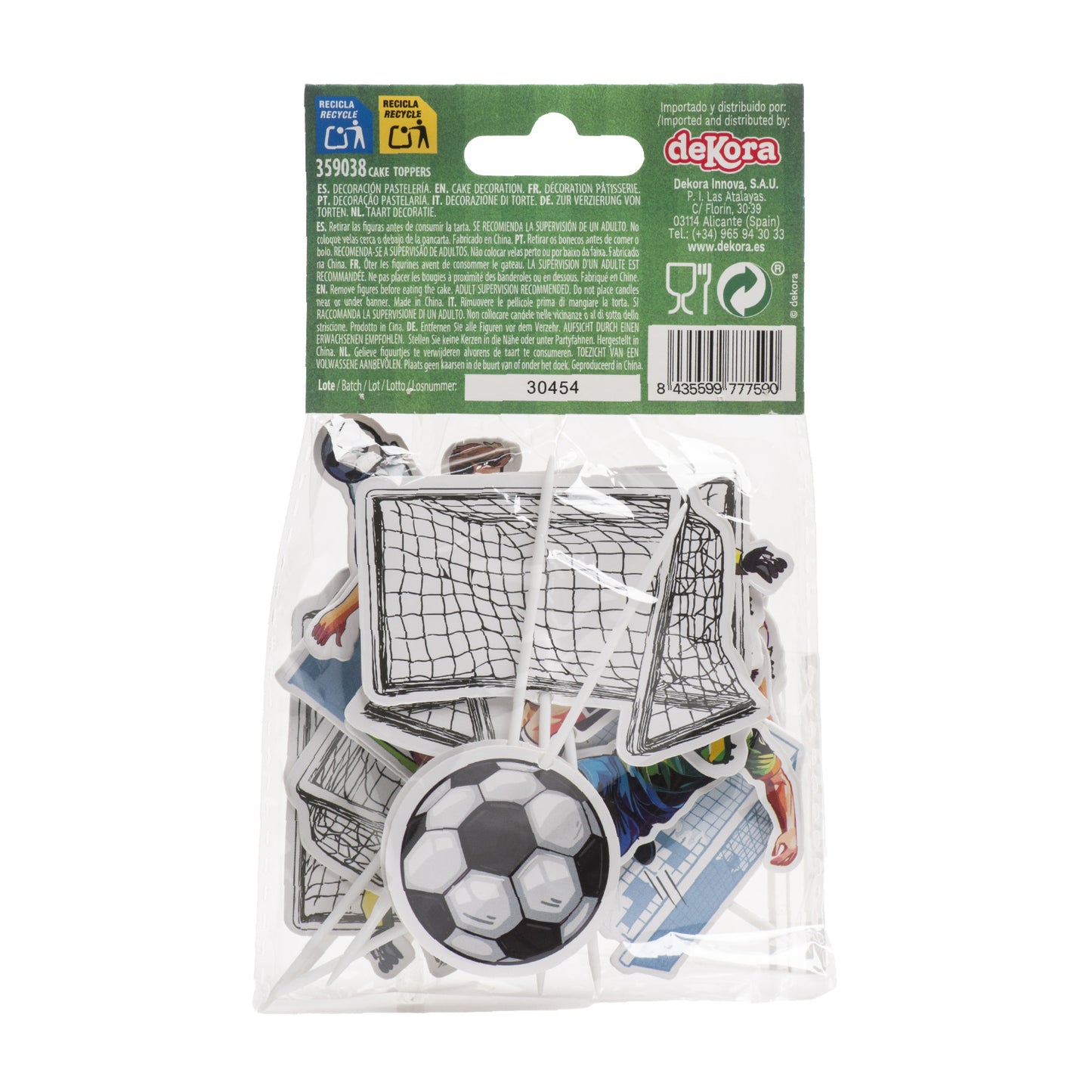 CUPCAKE TOPPERS PAPEL FÚTBOL COLOR 16 UNIDADES