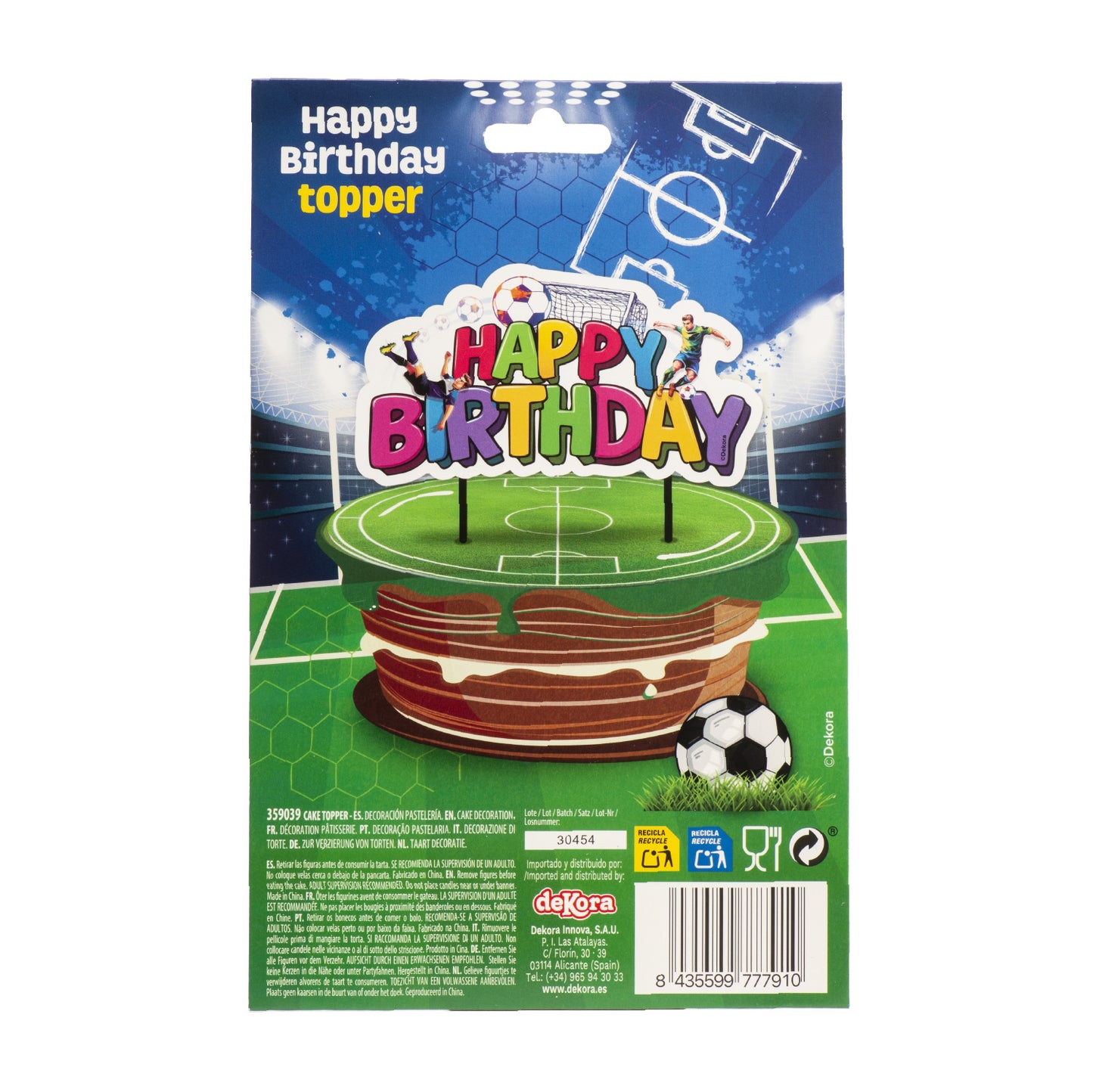 CAKE TOPPER HAPPY BIRTHDAY PAPEL FÚTBOL COLOR 17,5 CM