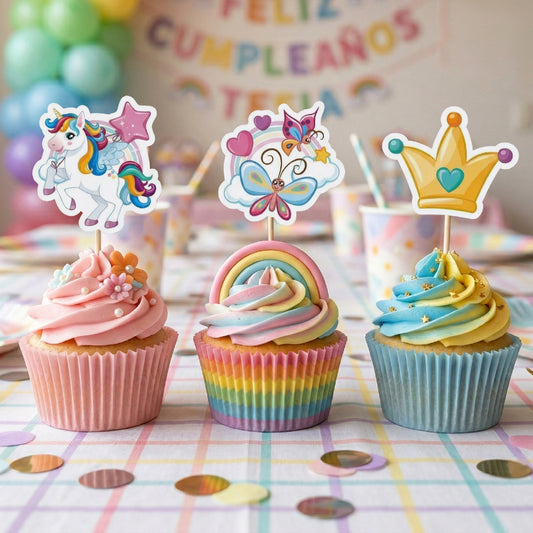 CUPCAKE TOPPERS PAPEL UNICORNIO - 16 UD