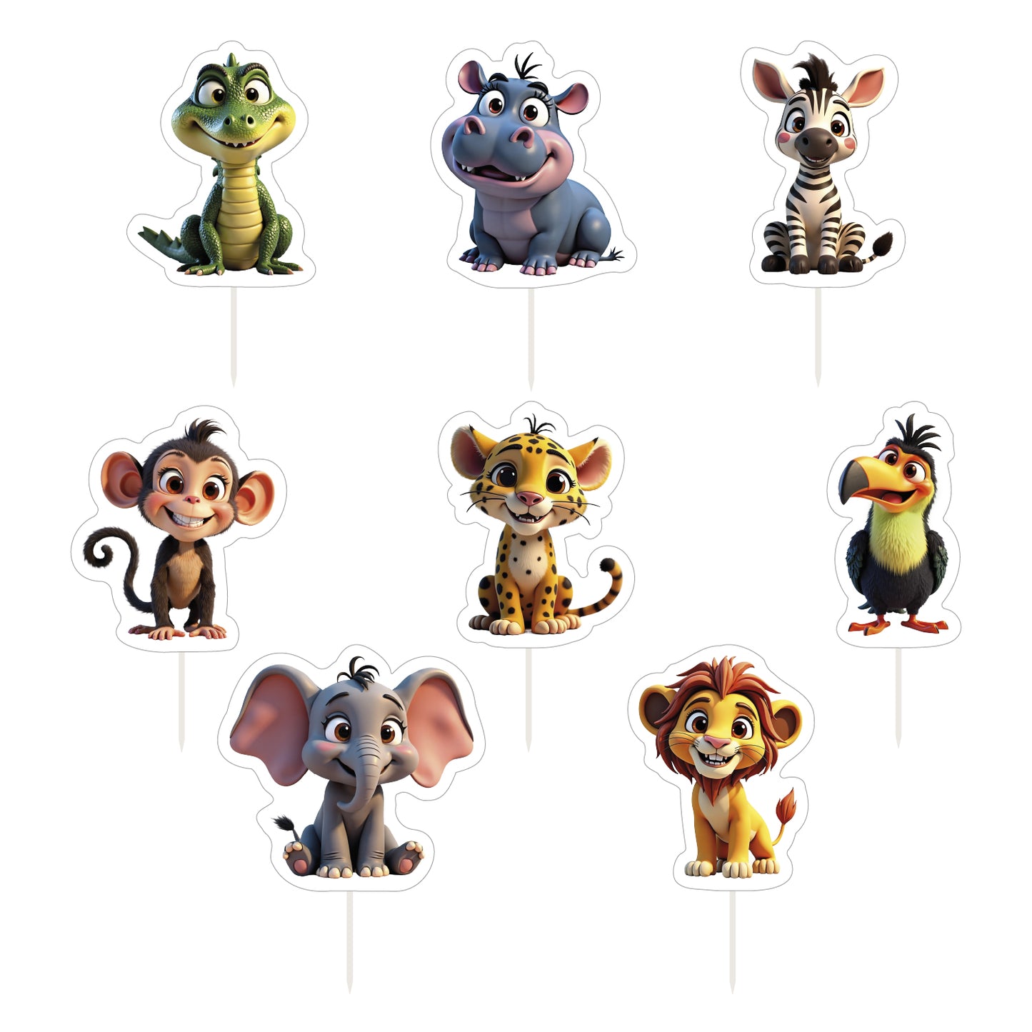 CUPCAKE TOPPERS PAPEL ANIMALES DE LA SELVA - 16 UD