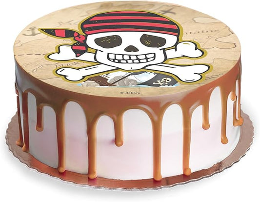 OBLEA PARA TARTAS DE PIRATAS REDONDA DE 20 CM