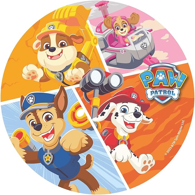 OBLEA PARA TARTAS DE PATRULLA CANINA REDONDA DE 20CM