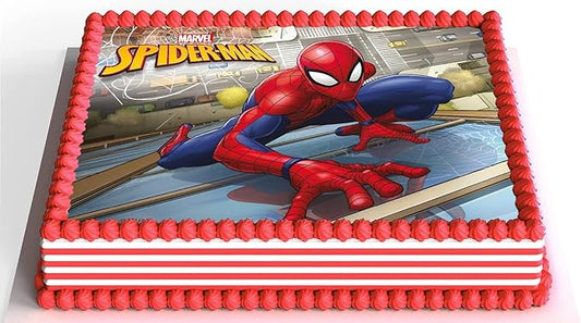 PAPEL COMESTIBLE PARA TARTAS DE SPIDERMAN RECTANGULAR DE 15X21CM