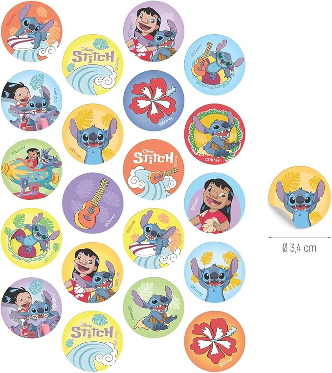 MINI DISCOS DE OBLEA DE STITCH REDONDOS DE 3,4CM