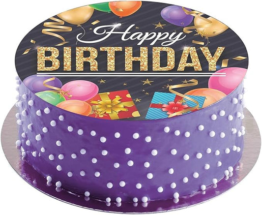 OBLEA PARA TARTAS DE FELIZ CUMPLEAÑOS REDONDA DE 20CM