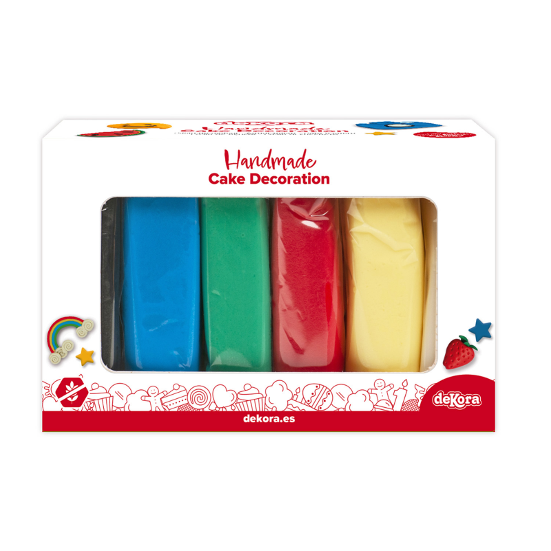 PACK DE FONDANT 6 COLORES PRIMARIOS 600GR